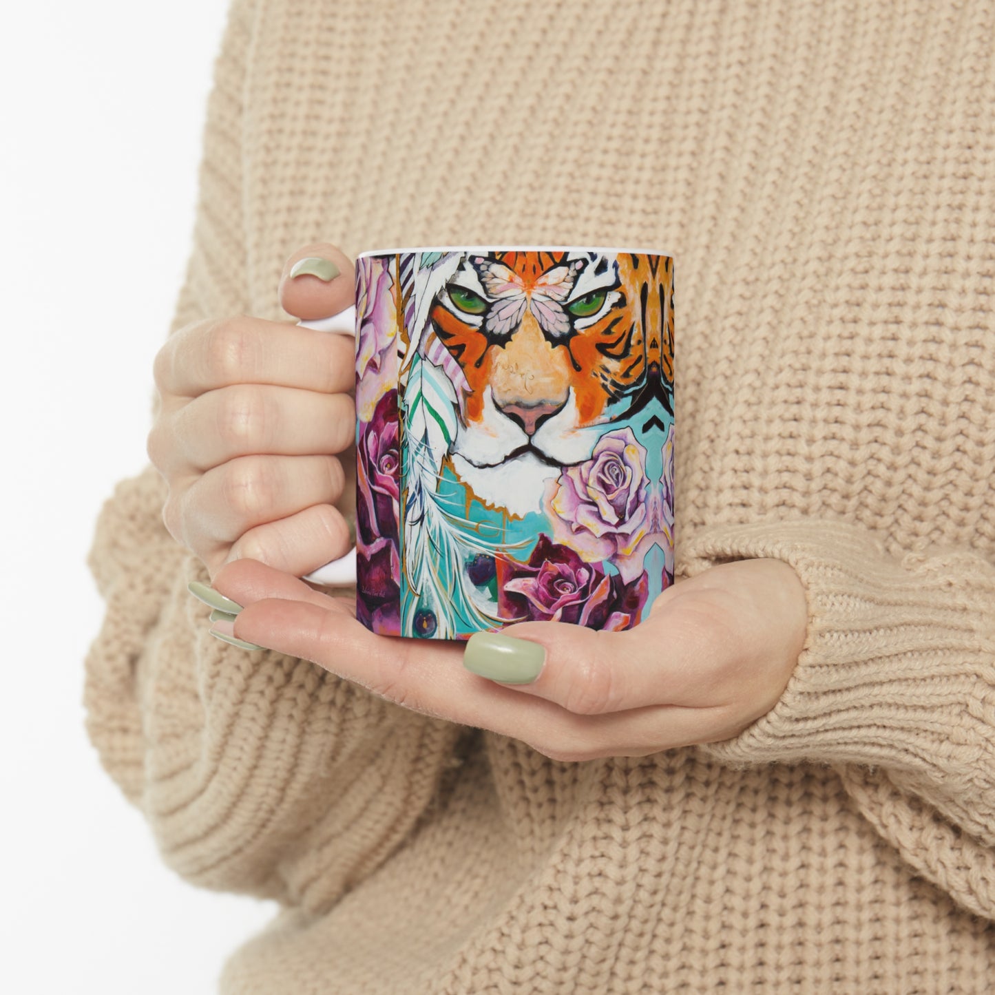 "Tiger Rose" Ceramic Mug by Zabrina Fine Art