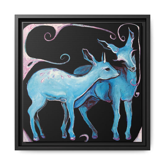 "Deer Love" Framed Canvas Fine Art Reproduction by Zabrina Fine Art