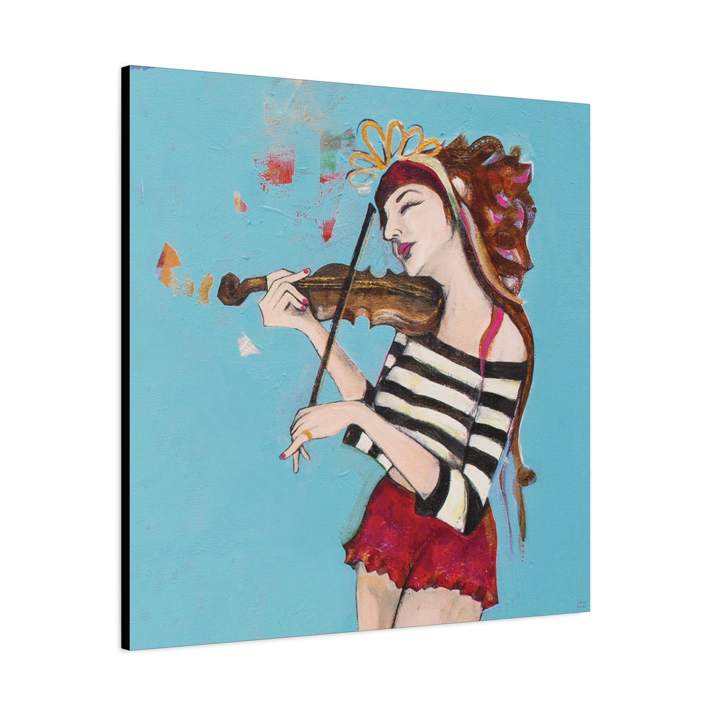 "The Violinist" Unframed Canvas Black Edge Reproduction by Zabrina Fine Art