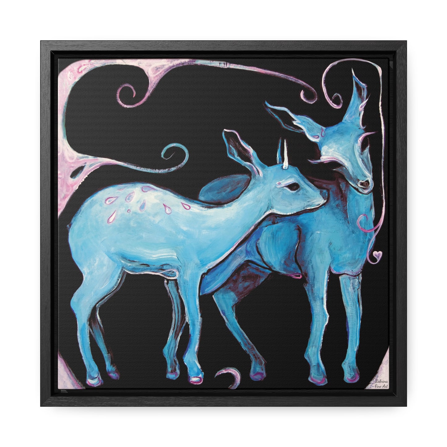 "Deer Love" Framed Canvas Fine Art Reproduction by Zabrina Fine Art