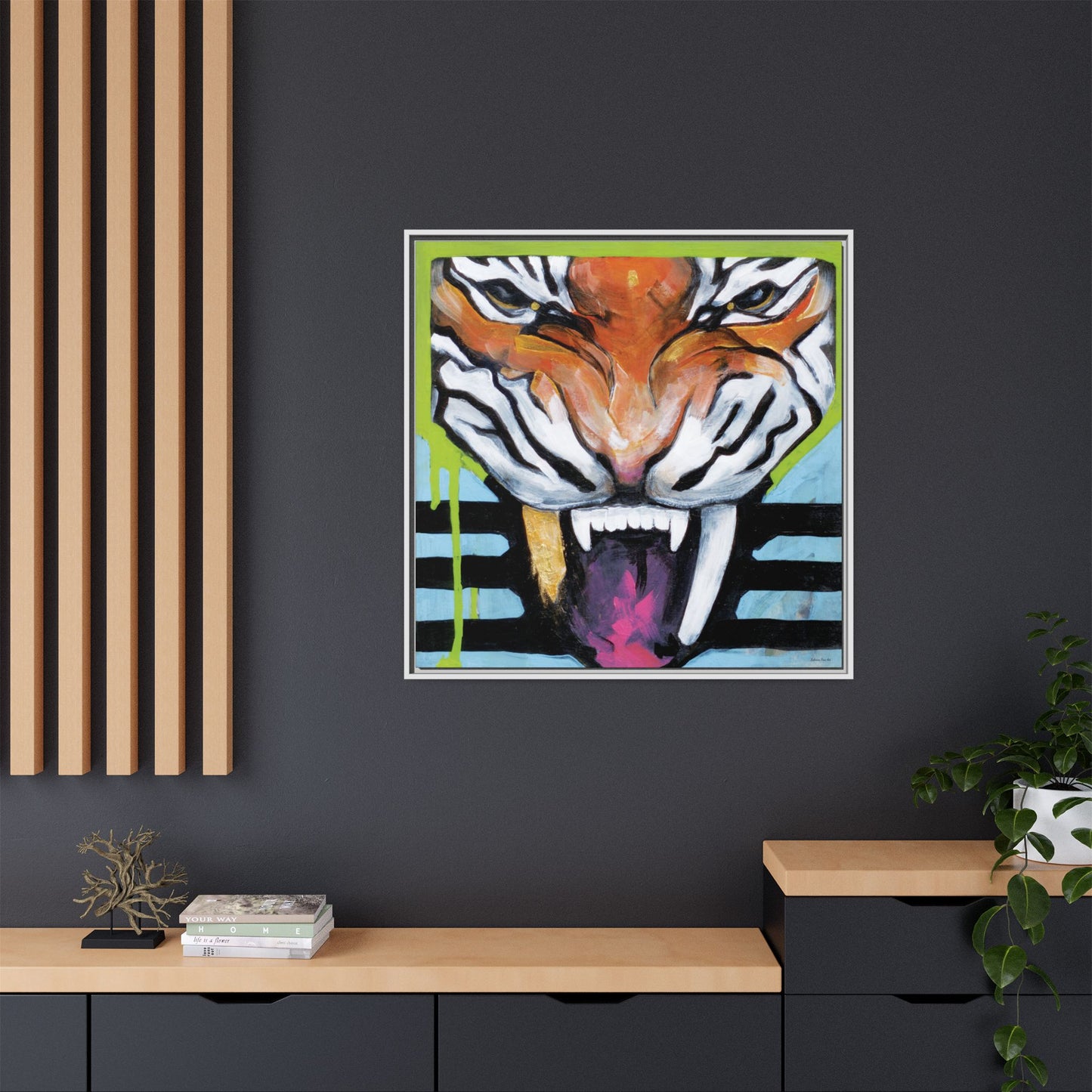 "Tiger Fang" Framed Canvas Fine Art Reproduction by Zabrina Fine Art