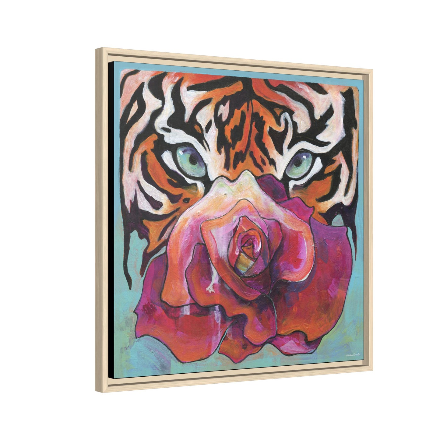 "Tiger Rose" Framed Canvas Fine Art Reproduction by Zabrina Fine Art
