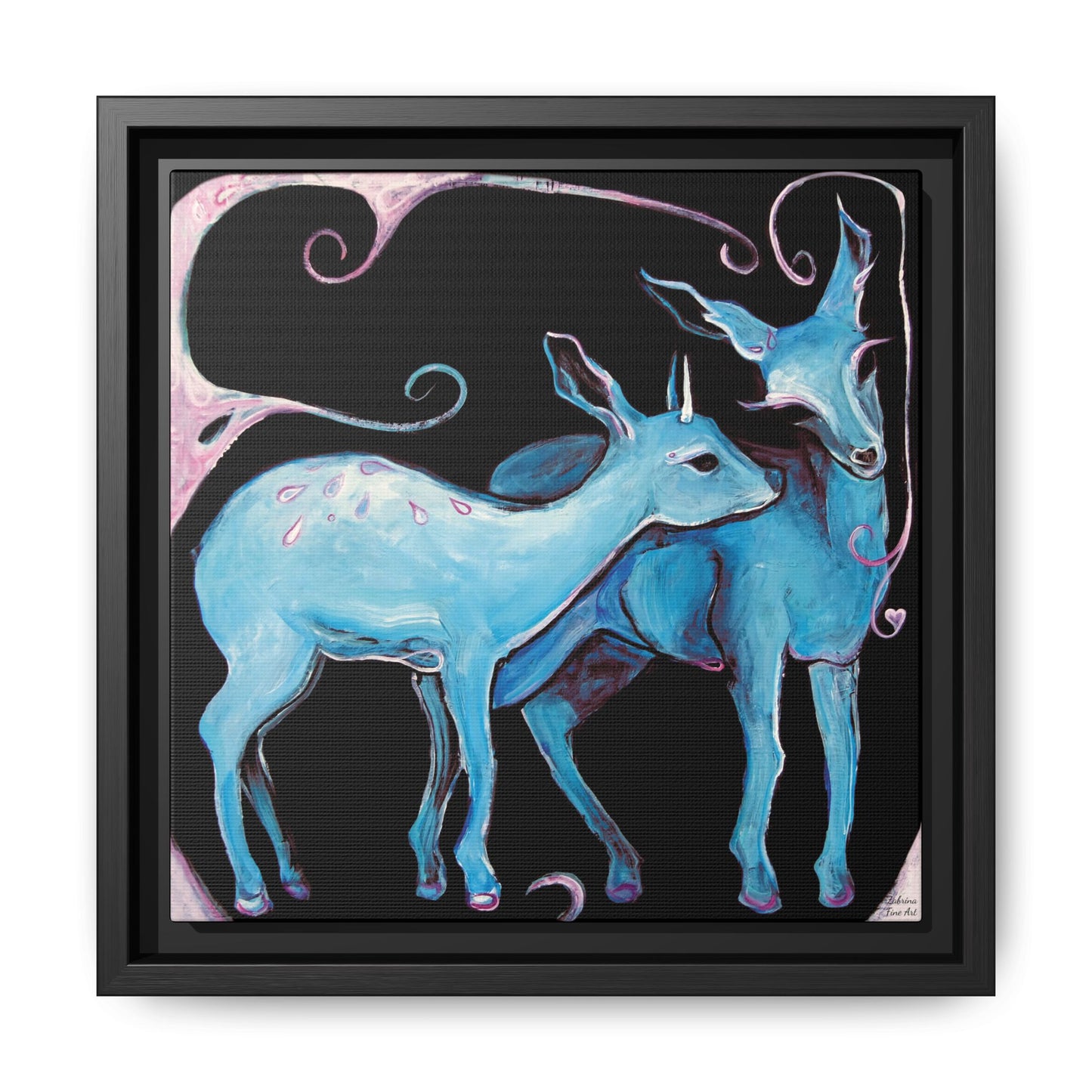 "Deer Love" Framed Canvas Fine Art Reproduction by Zabrina Fine Art