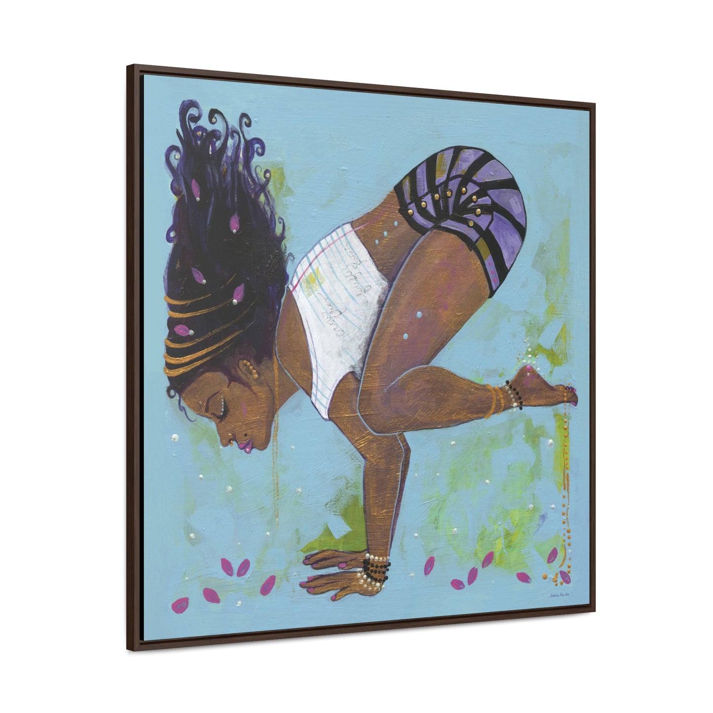 "Crow Pose" Framed Canvas Fine Art Reproduction by Zabrina Fine Art