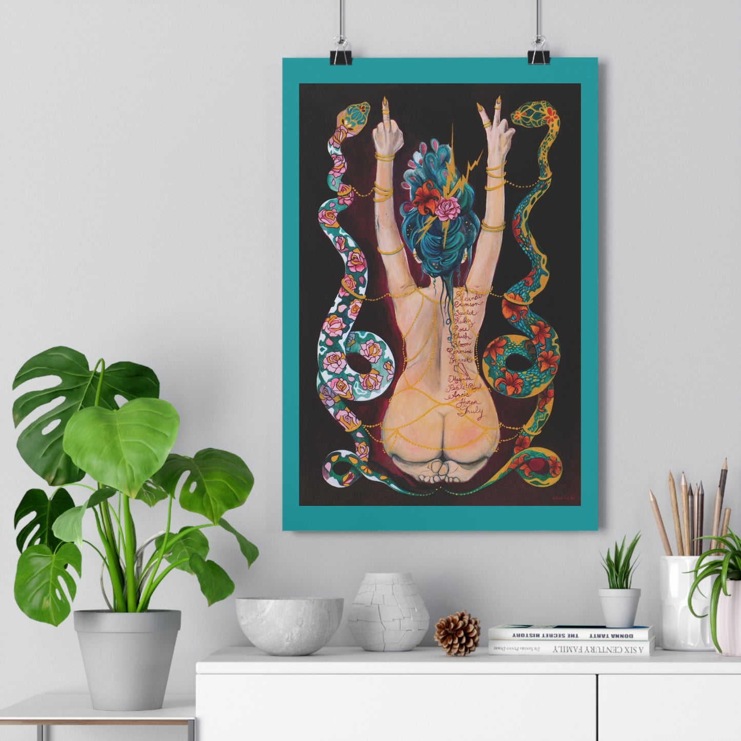 "I Believe In Peace" Giclée Fine Art Print Green Border by Zabrina Fine Art
