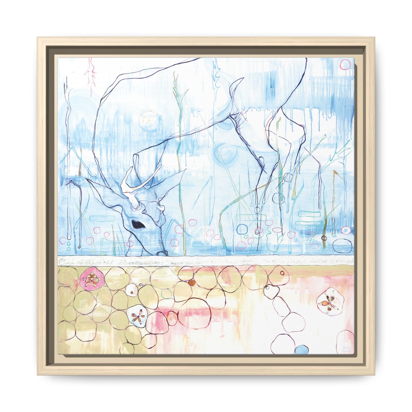 "One Antler Deer" Framed Canvas Fine Art Reproduction by Zabrina Fine Art