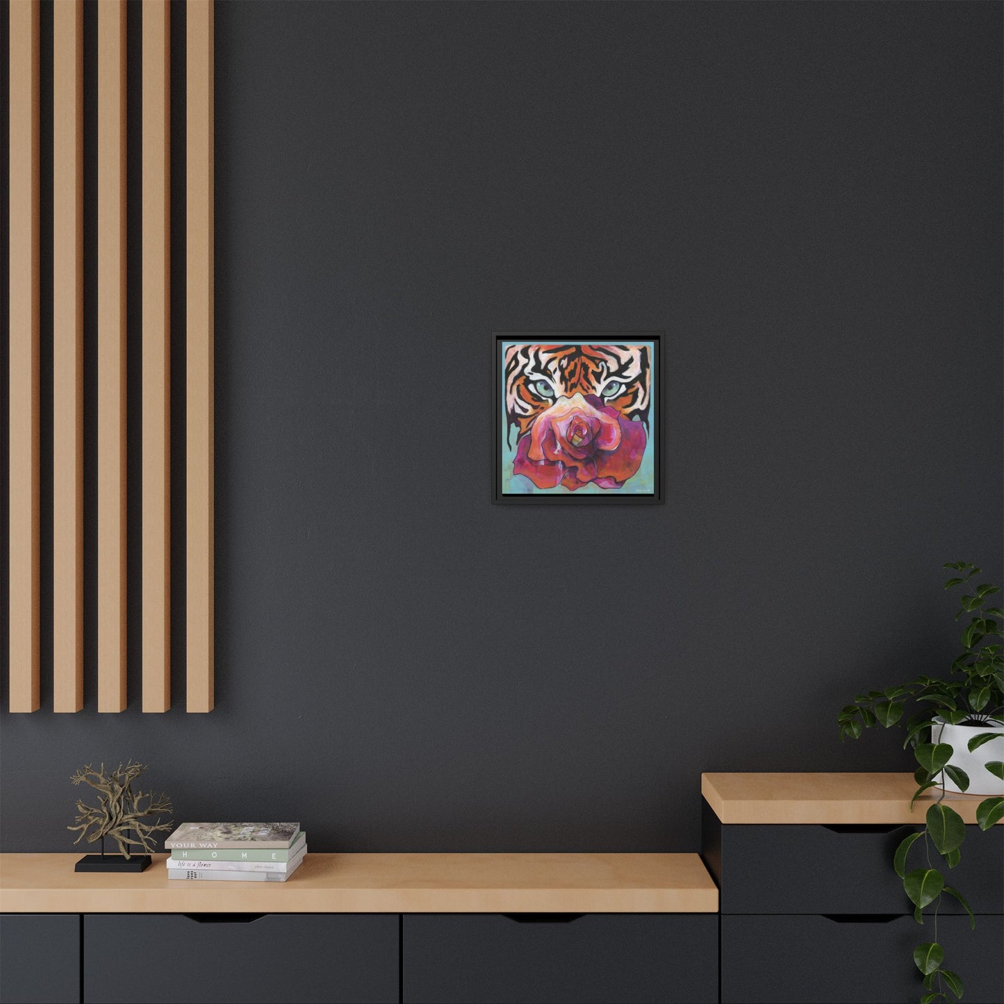"Tiger Rose" Framed Canvas Fine Art Reproduction by Zabrina Fine Art
