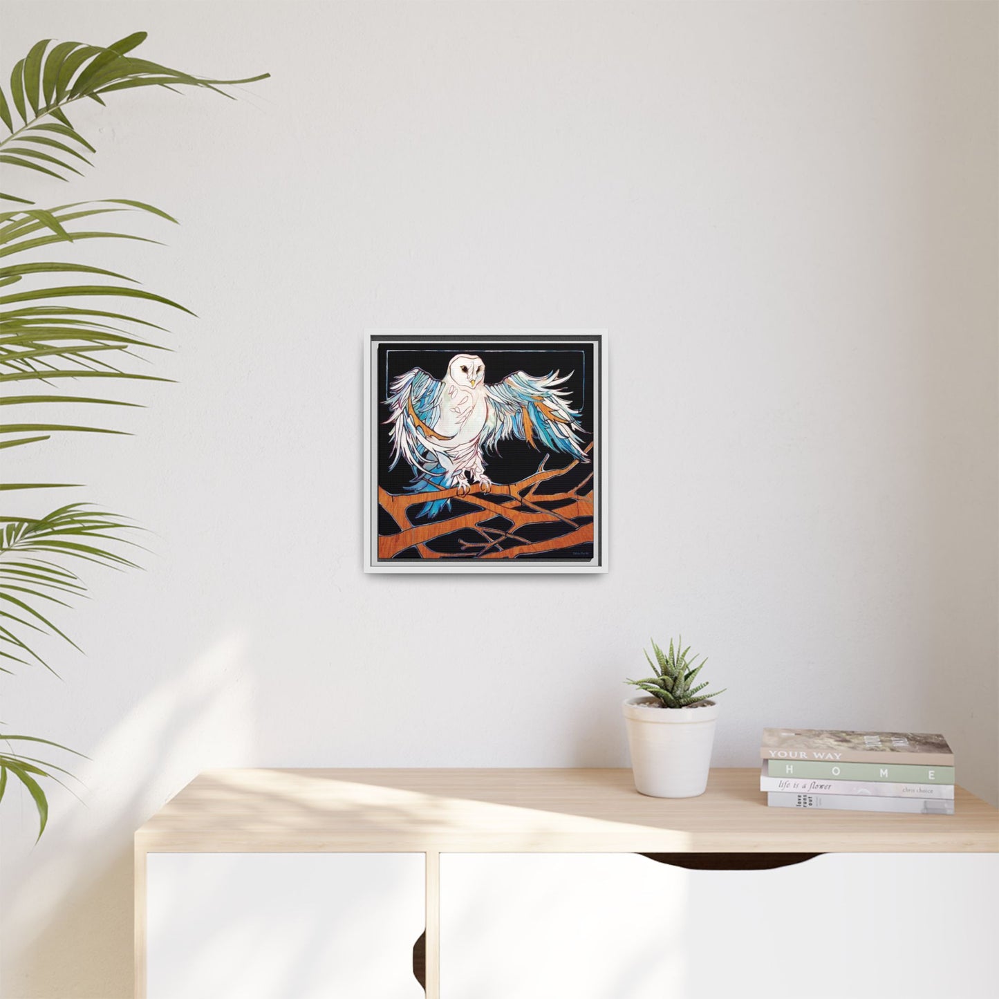 "Blue Owl" Framed Canvas Fine Art Reproduction by Zabrina Fine Art