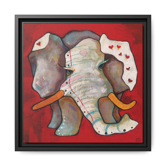 "Red Heart Elephant" Framed Canvas Fine Art Reproduction by Zabrina Fine Art