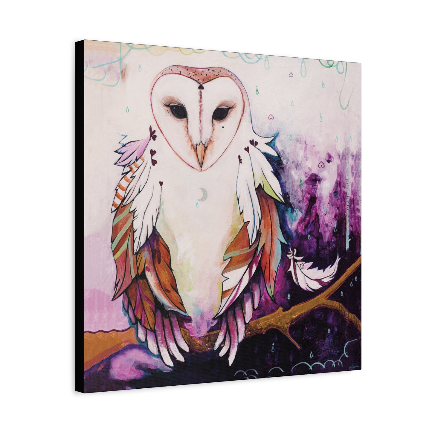 "Rainy Day Owl" Unframed Canvas Black Edge Reproduction by Zabrina Fine Art