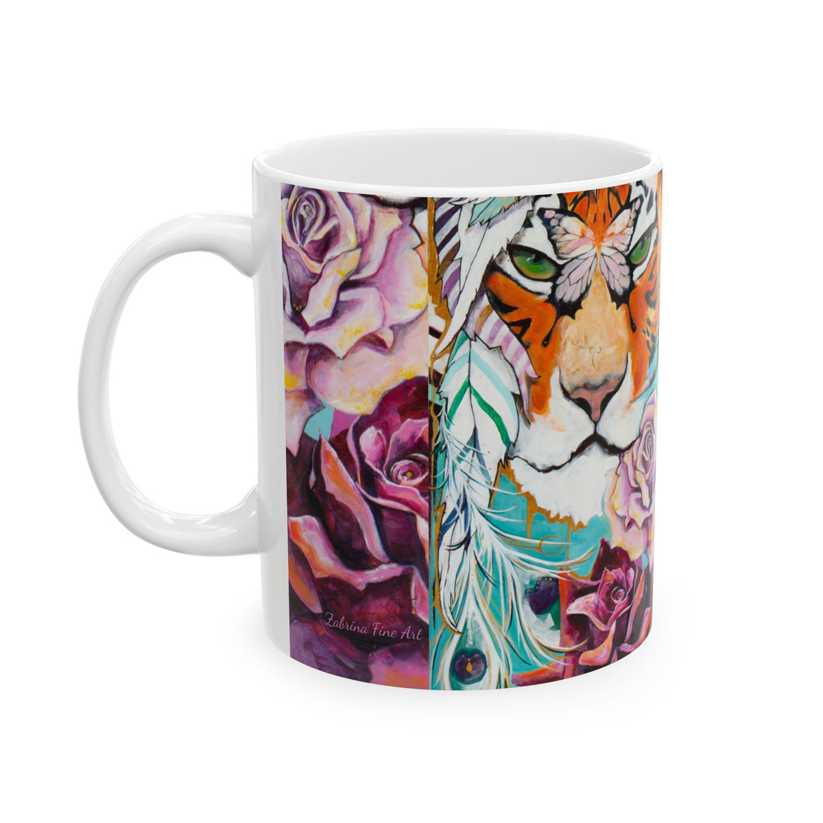"Tiger Rose" Ceramic Mug by Zabrina Fine Art