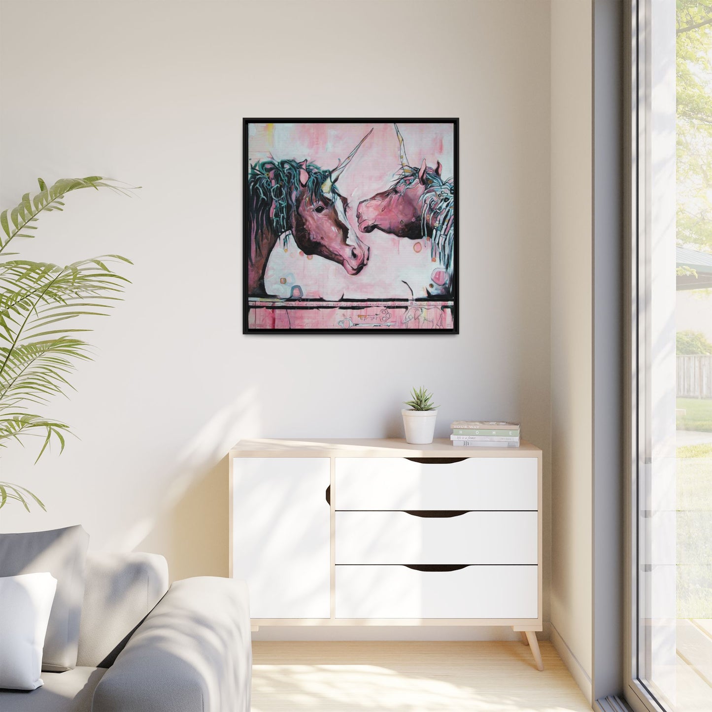 "Unicorns Are Real" Framed Canvas Fine Art Reproduction by Zabrina Fine Art