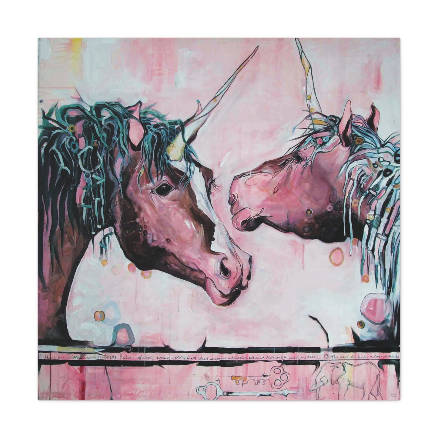 "Unicorns Are Real" Unframed Canvas Pink Edge Reproduction by Zabrina Fine Art