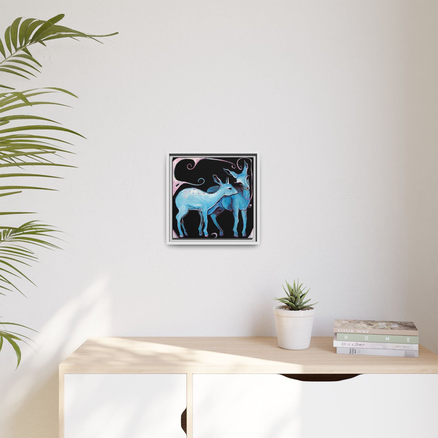 "Deer Love" Framed Canvas Fine Art Reproduction by Zabrina Fine Art
