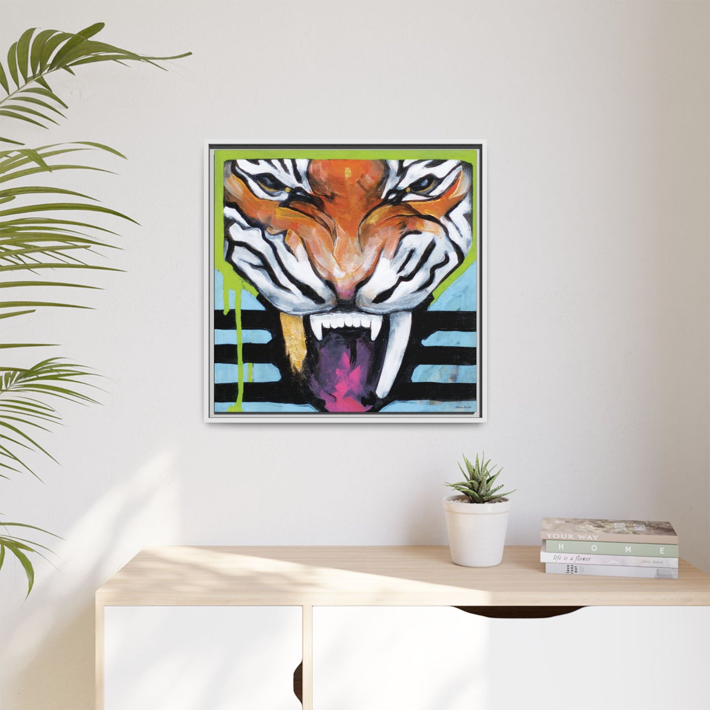 "Tiger Fang" Framed Canvas Fine Art Reproduction by Zabrina Fine Art