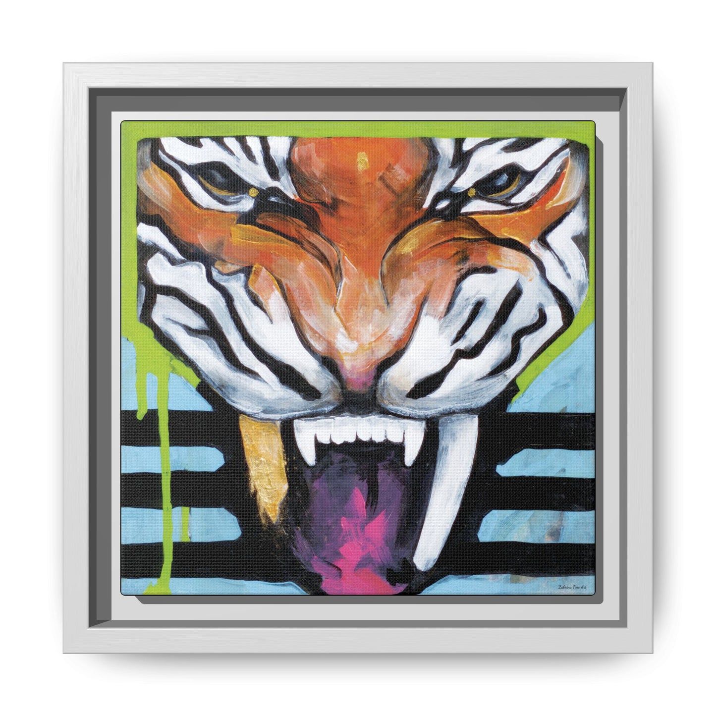"Tiger Fang" Framed Canvas Fine Art Reproduction by Zabrina Fine Art