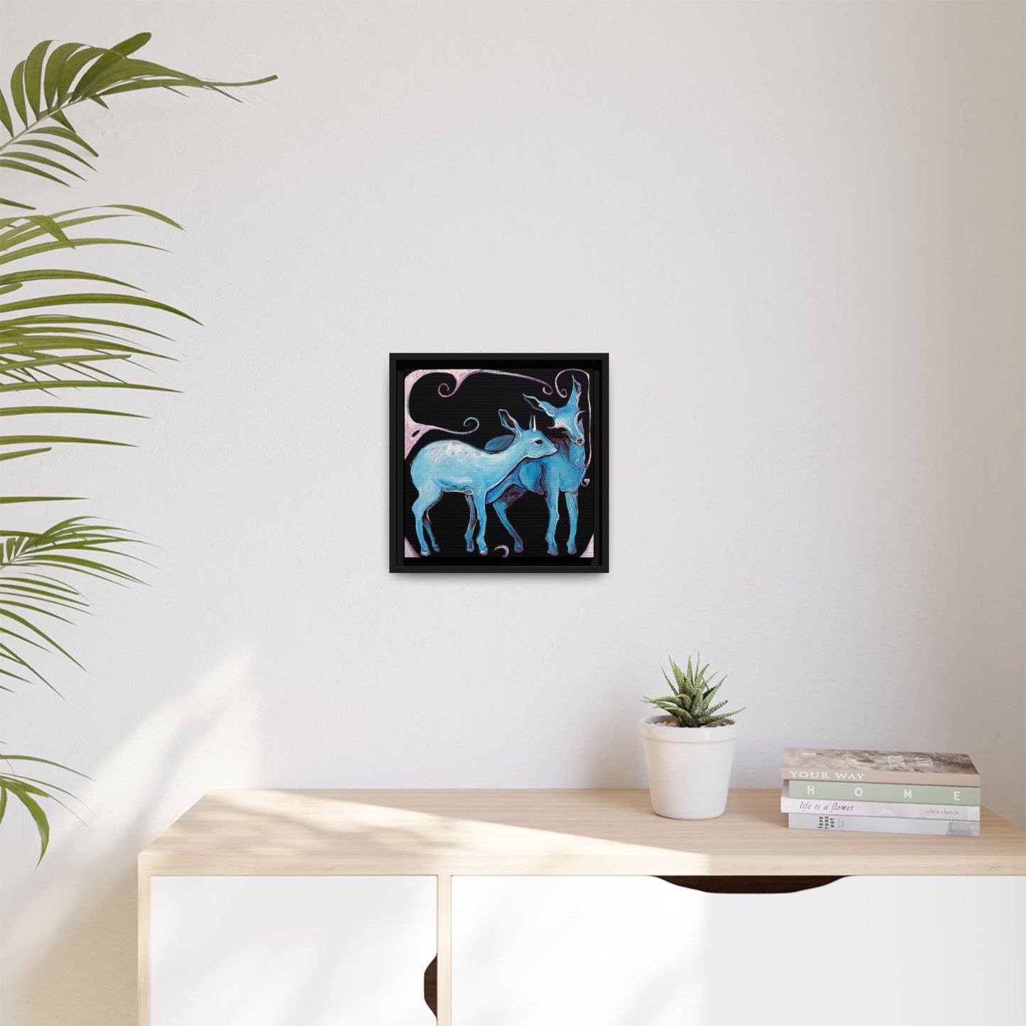 "Deer Love" Framed Canvas Fine Art Reproduction by Zabrina Fine Art