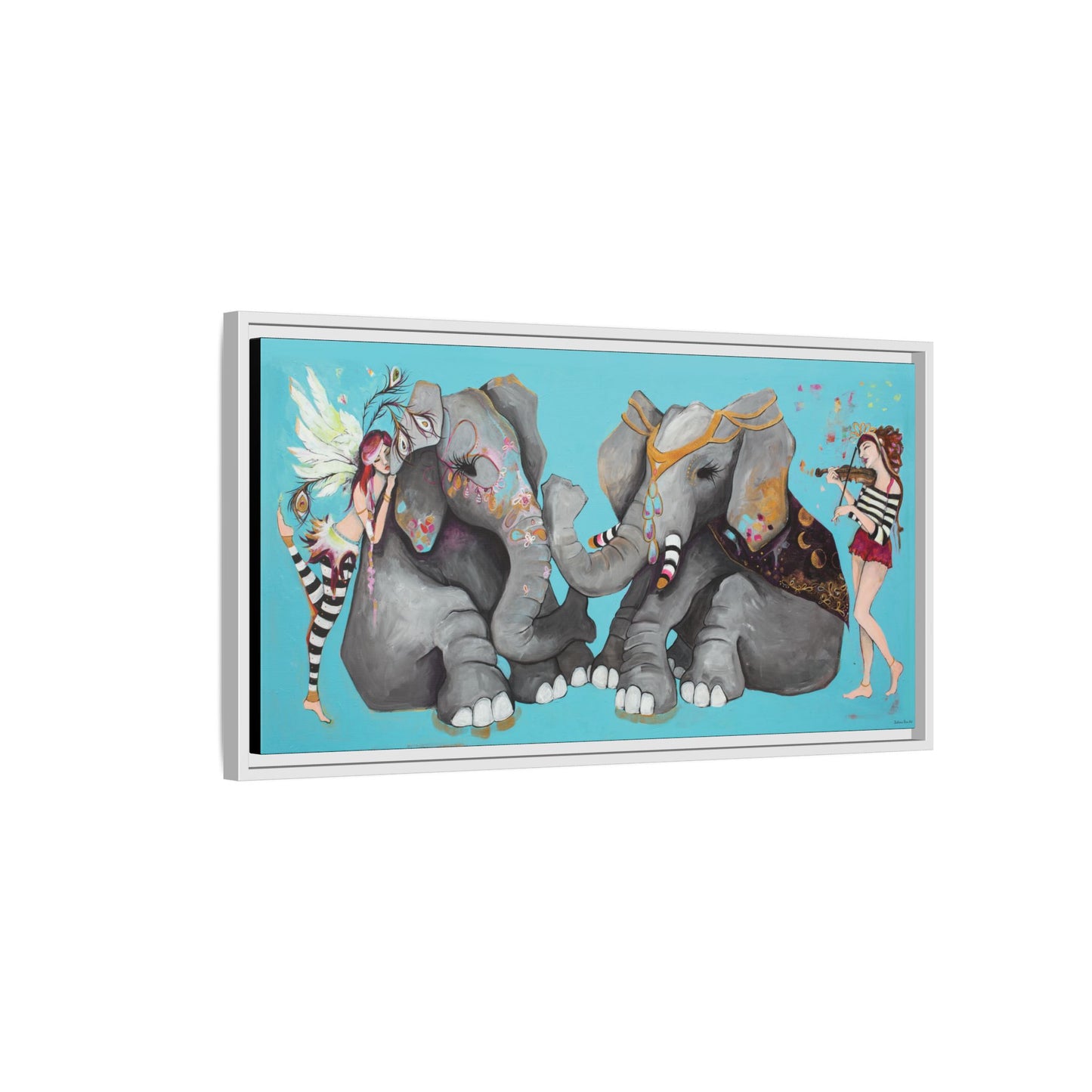 "Elephant Love" Framed Canvas Fine Art Reproduction by Zabrina Fine Art