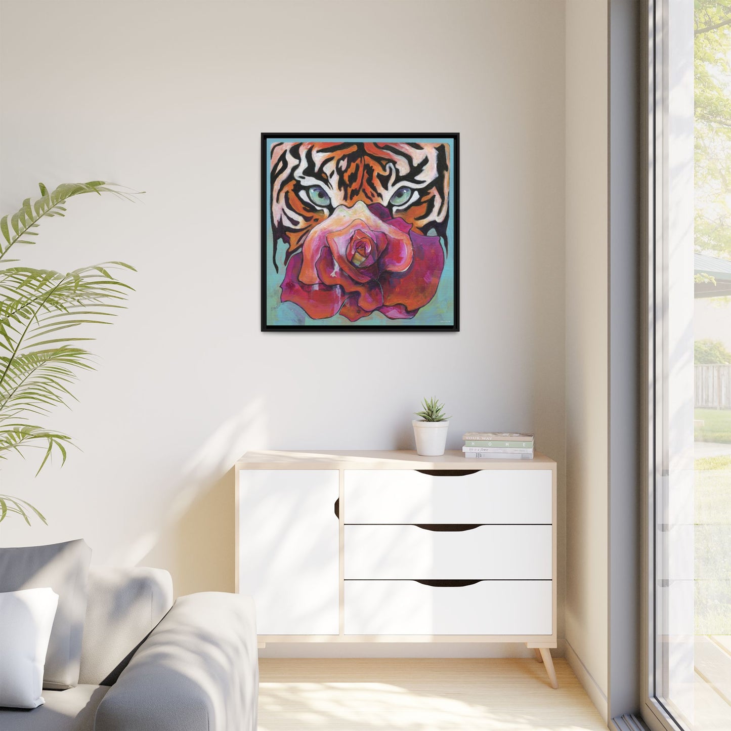 "Tiger Rose" Framed Canvas Fine Art Reproduction by Zabrina Fine Art