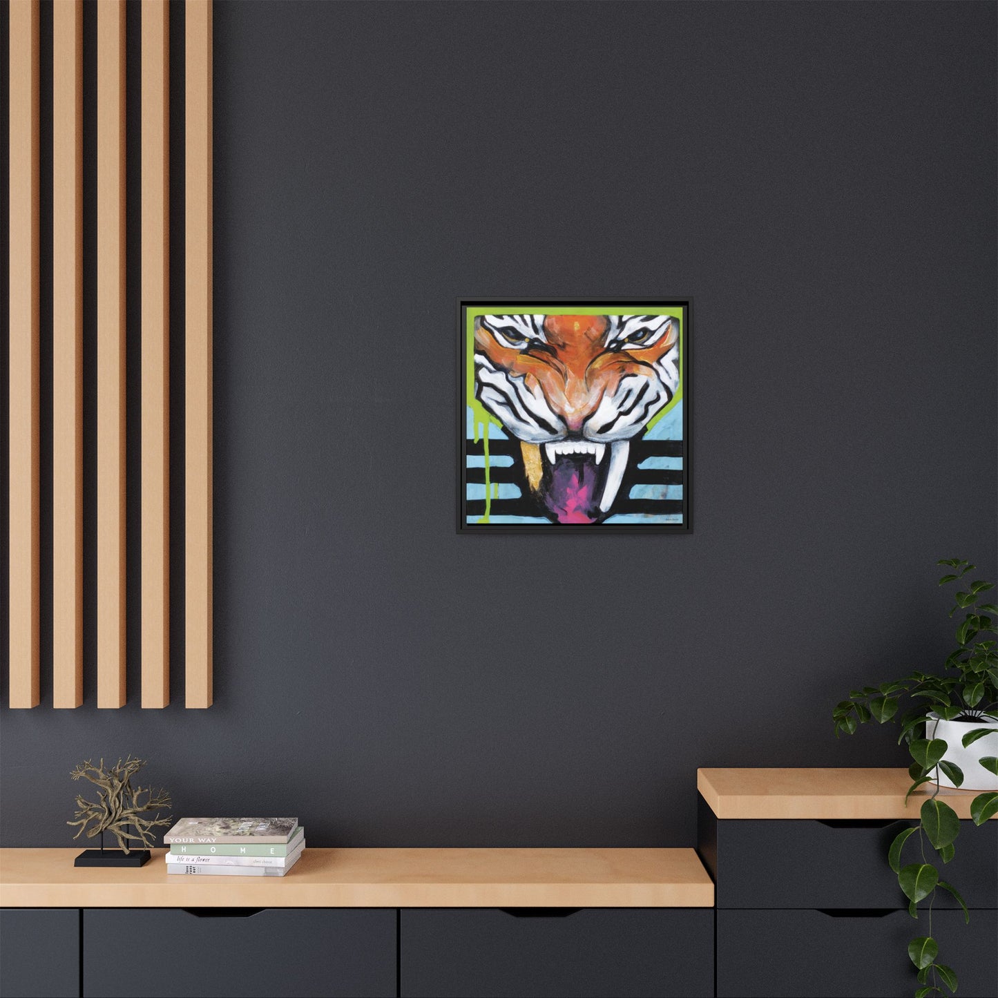 "Tiger Fang" Framed Canvas Fine Art Reproduction by Zabrina Fine Art