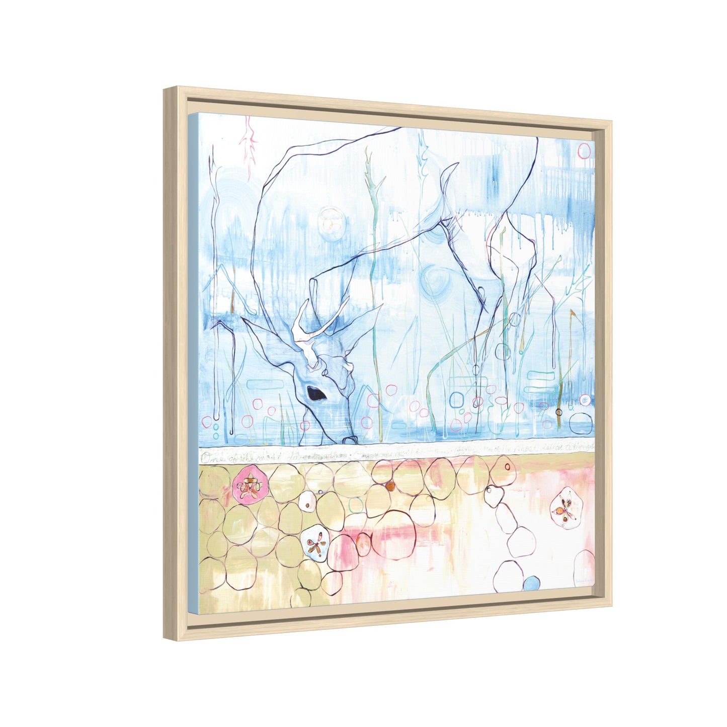 "One Antler Deer" Framed Canvas Fine Art Reproduction by Zabrina Fine Art