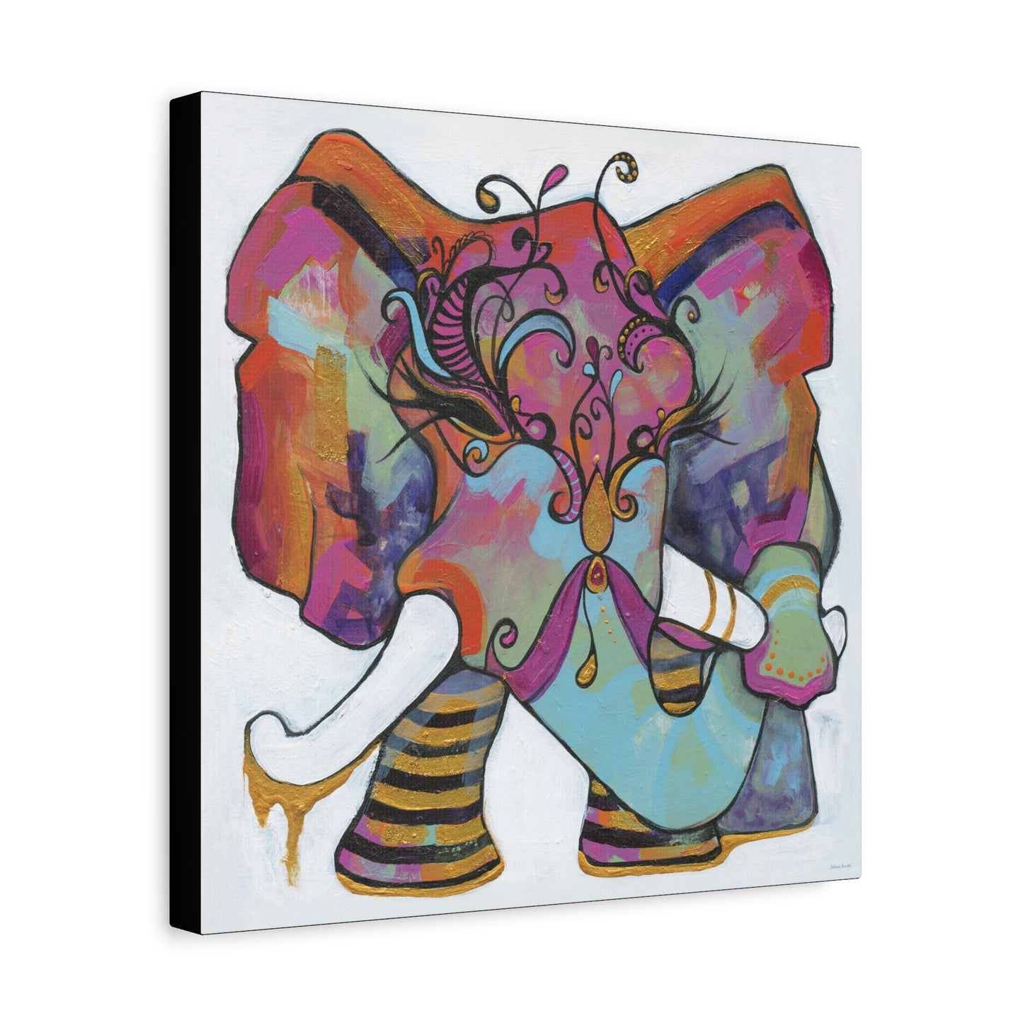 "Masquerade Elephant" Unframed Canvas Black Edge Reproduction by Zabrina Fine Art