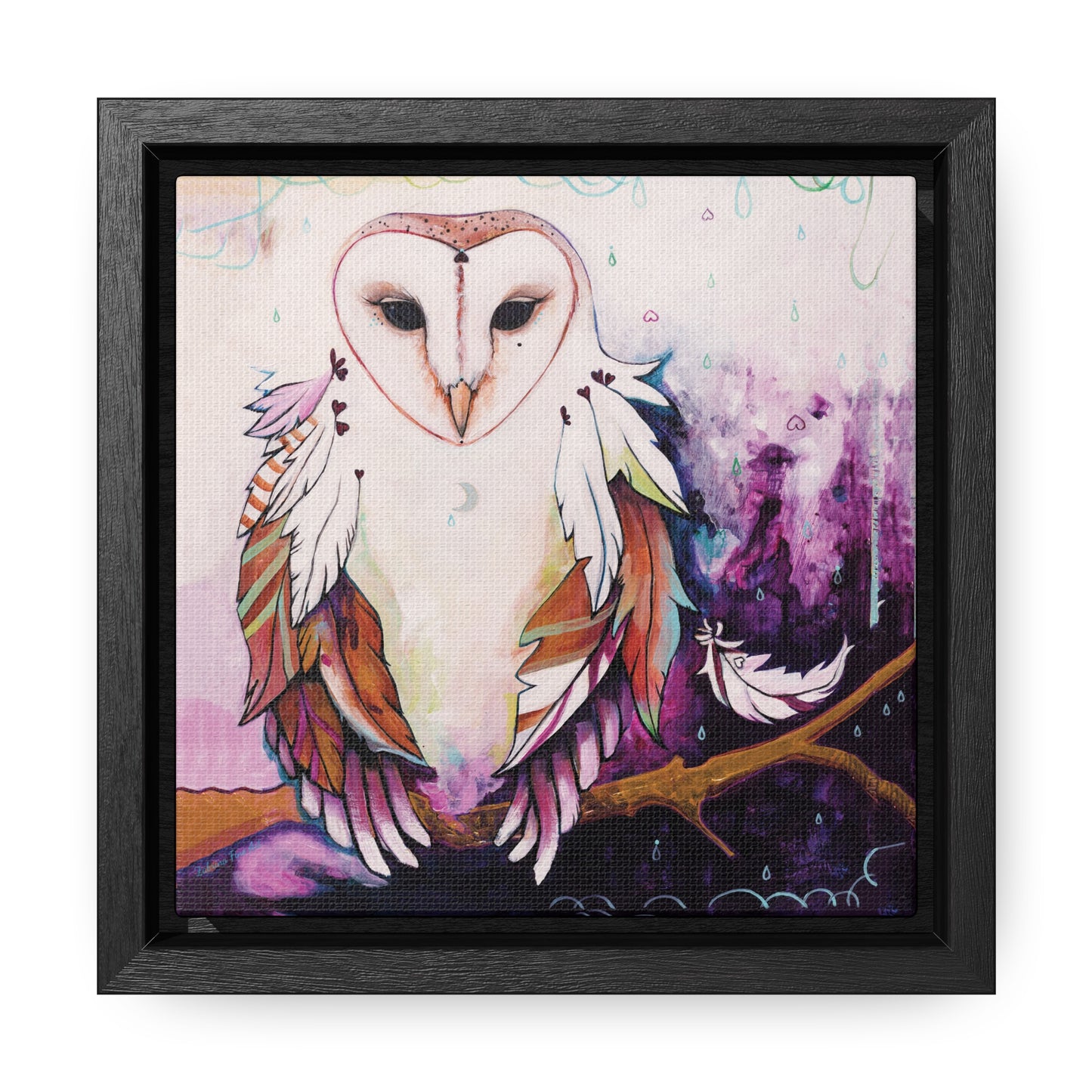 "Rainy Day Owl" Framed Canvas Fine Art Reproduction by Zabrina Fine Art