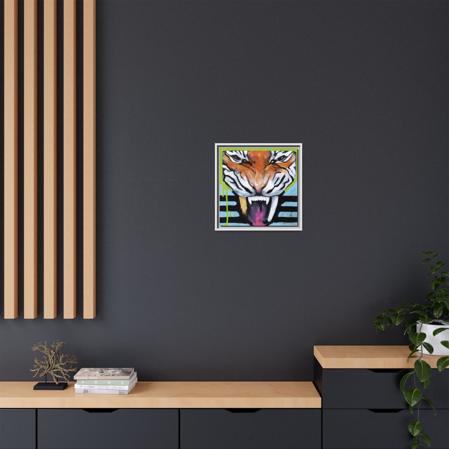 "Tiger Fang" Framed Canvas Fine Art Reproduction by Zabrina Fine Art