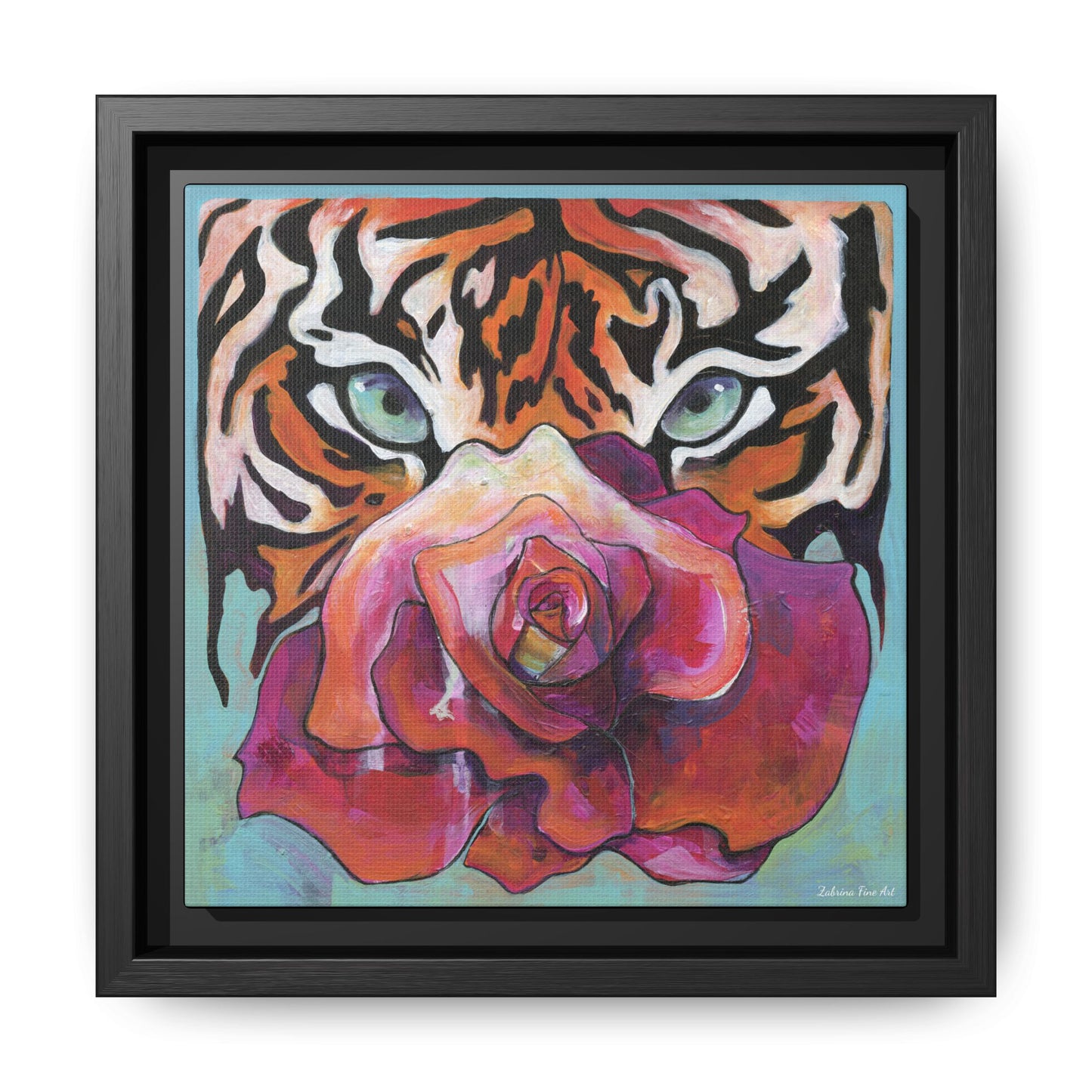 "Tiger Rose" Framed Canvas Fine Art Reproduction by Zabrina Fine Art