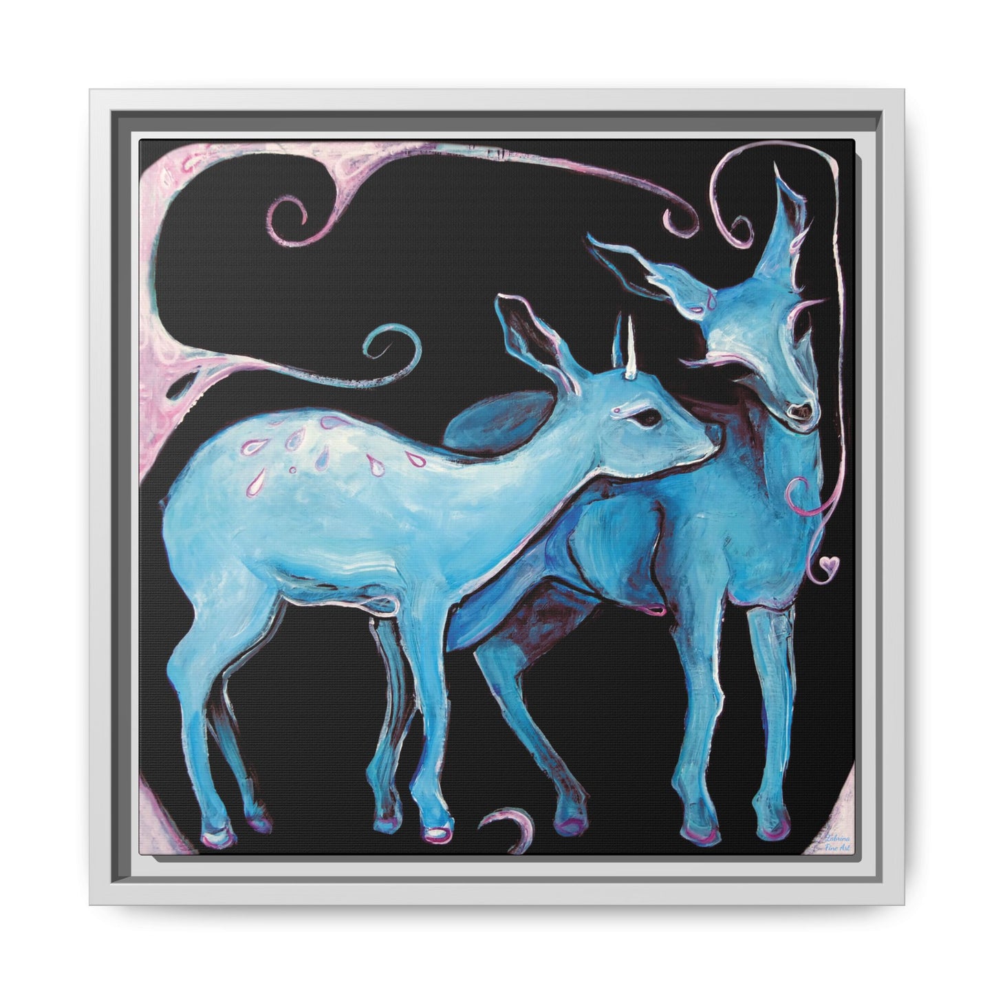 "Deer Love" Framed Canvas Fine Art Reproduction by Zabrina Fine Art