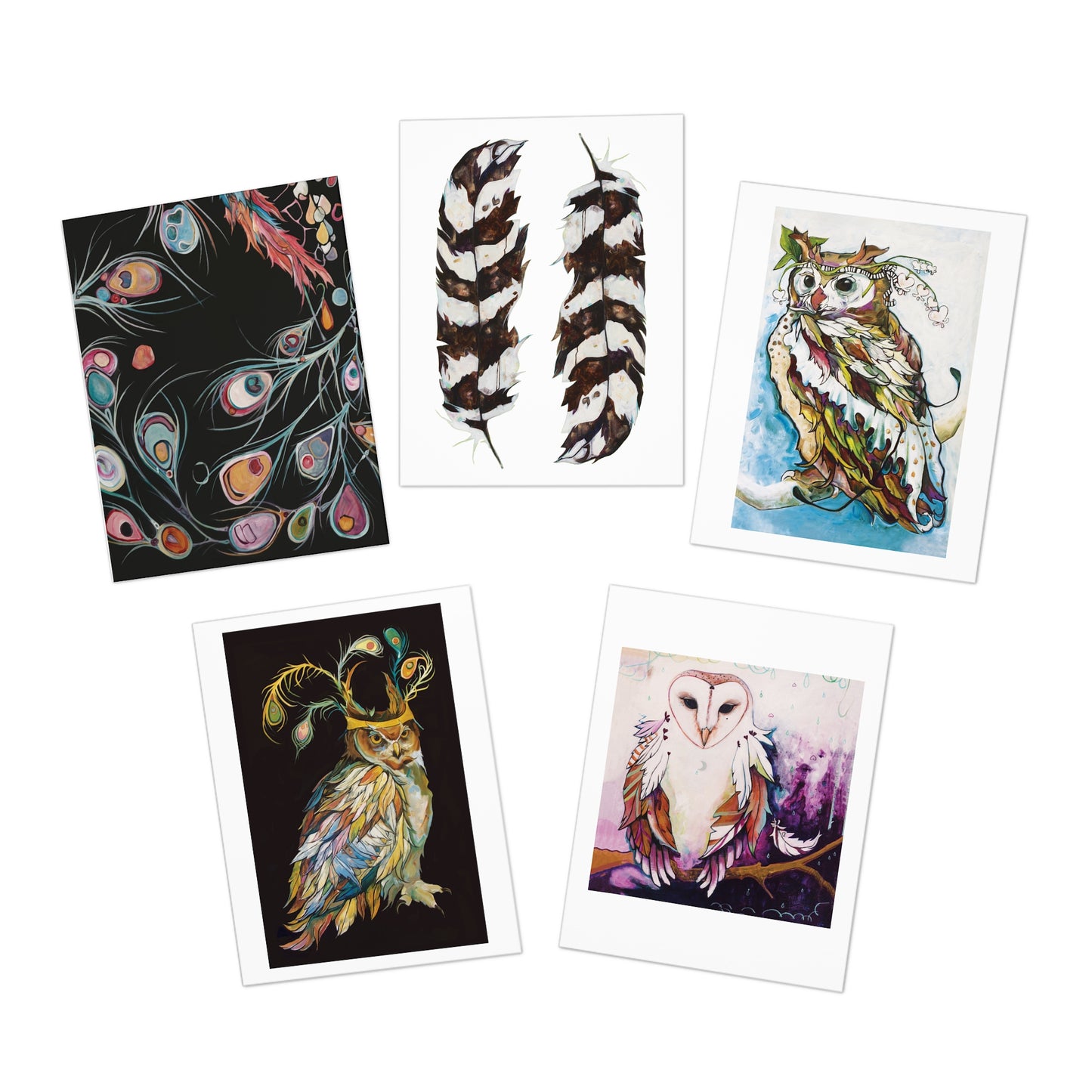 "Feathers" Greeting Cards by Zabrina Fine Art (set of 5) FREE SHIPPING