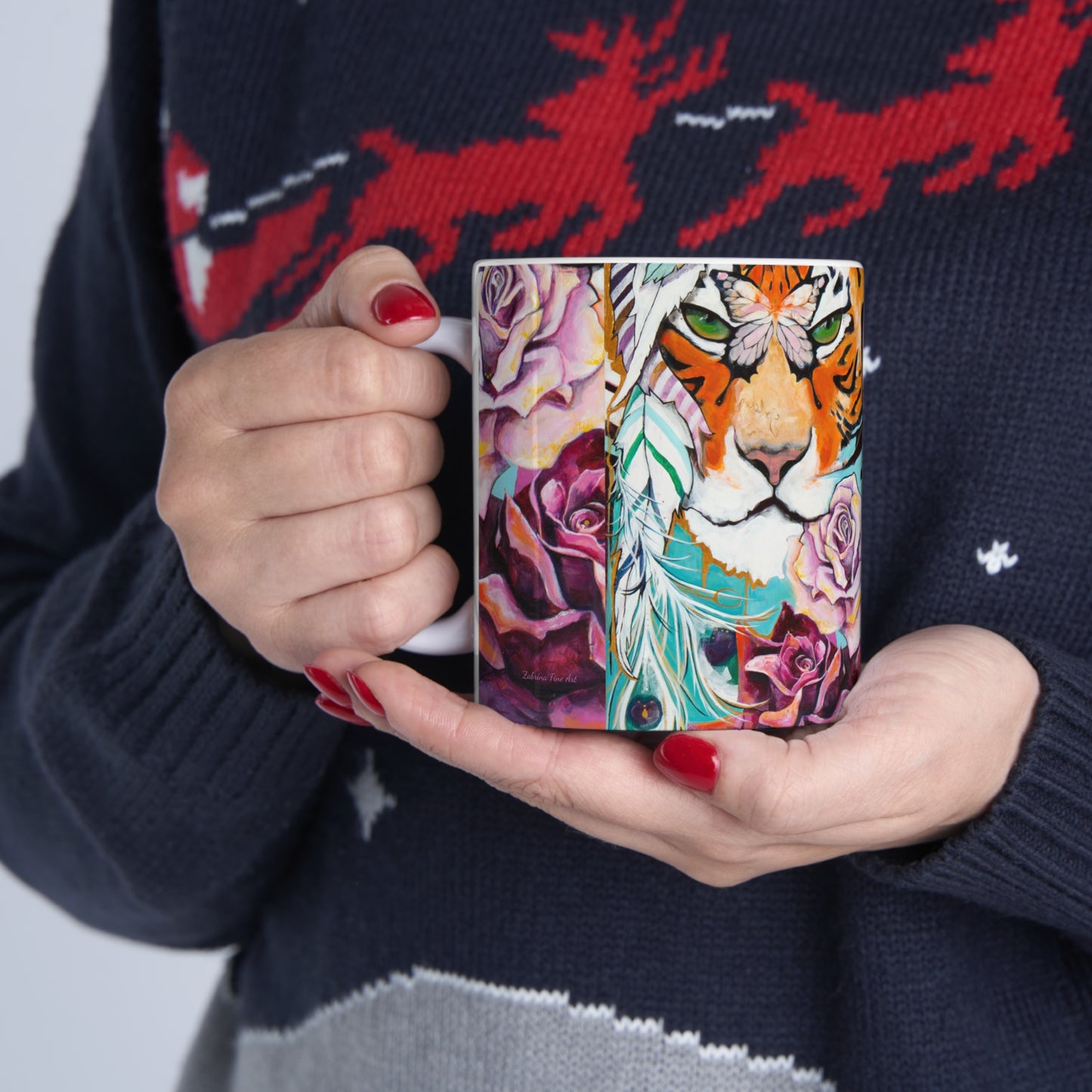 "Tiger Rose" Ceramic Mug by Zabrina Fine Art