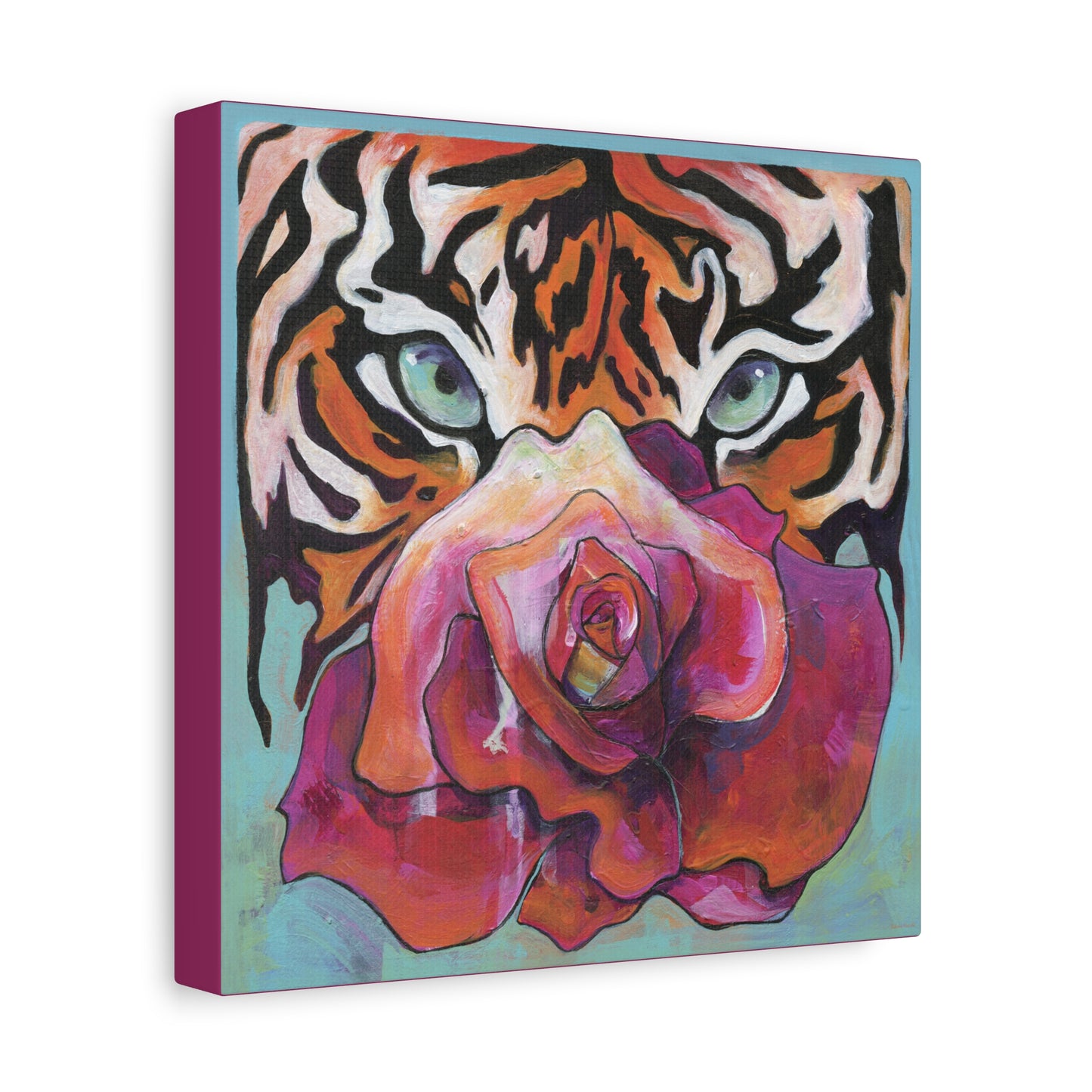 "Tiger Rose" Unframed Canvas Royal Pink Edge Reproduction by Zabrina Fine Art