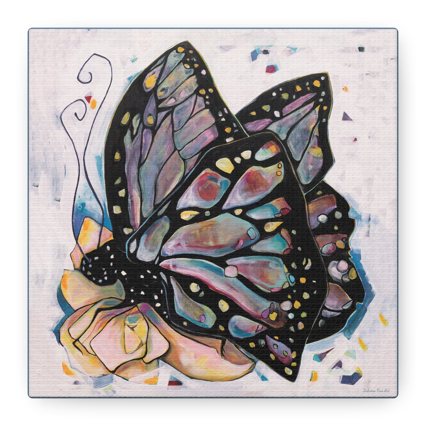 "Butterfly For Brook" Unframed Canvas Astral Blue Edge Reproduction by Zabrina Fine Art