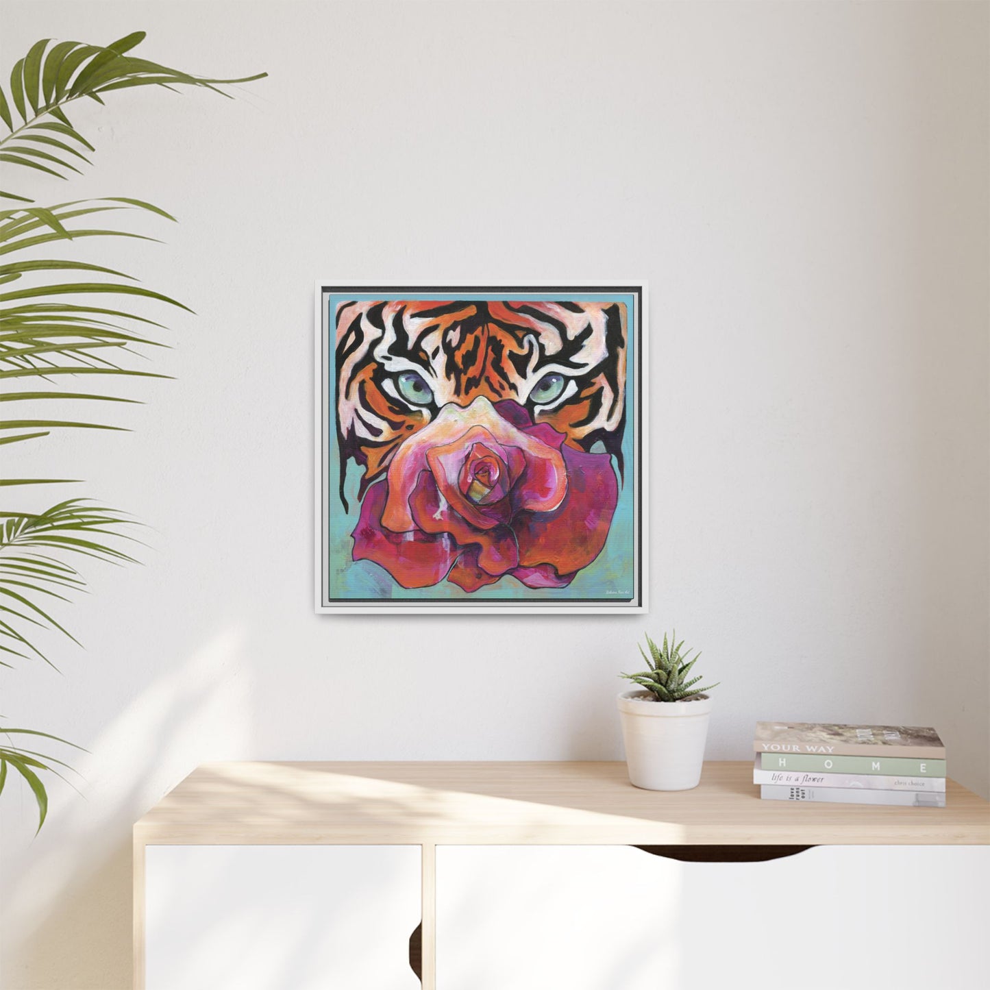 "Tiger Rose" Framed Canvas Fine Art Reproduction by Zabrina Fine Art
