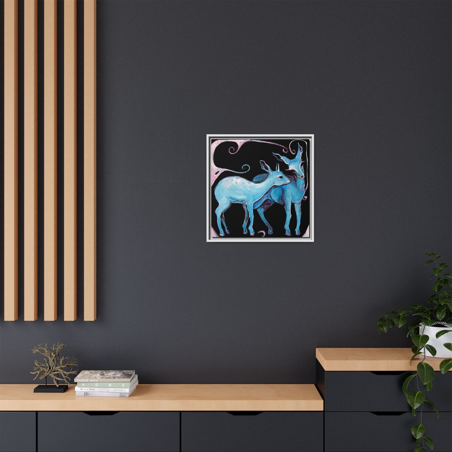 "Deer Love" Framed Canvas Fine Art Reproduction by Zabrina Fine Art