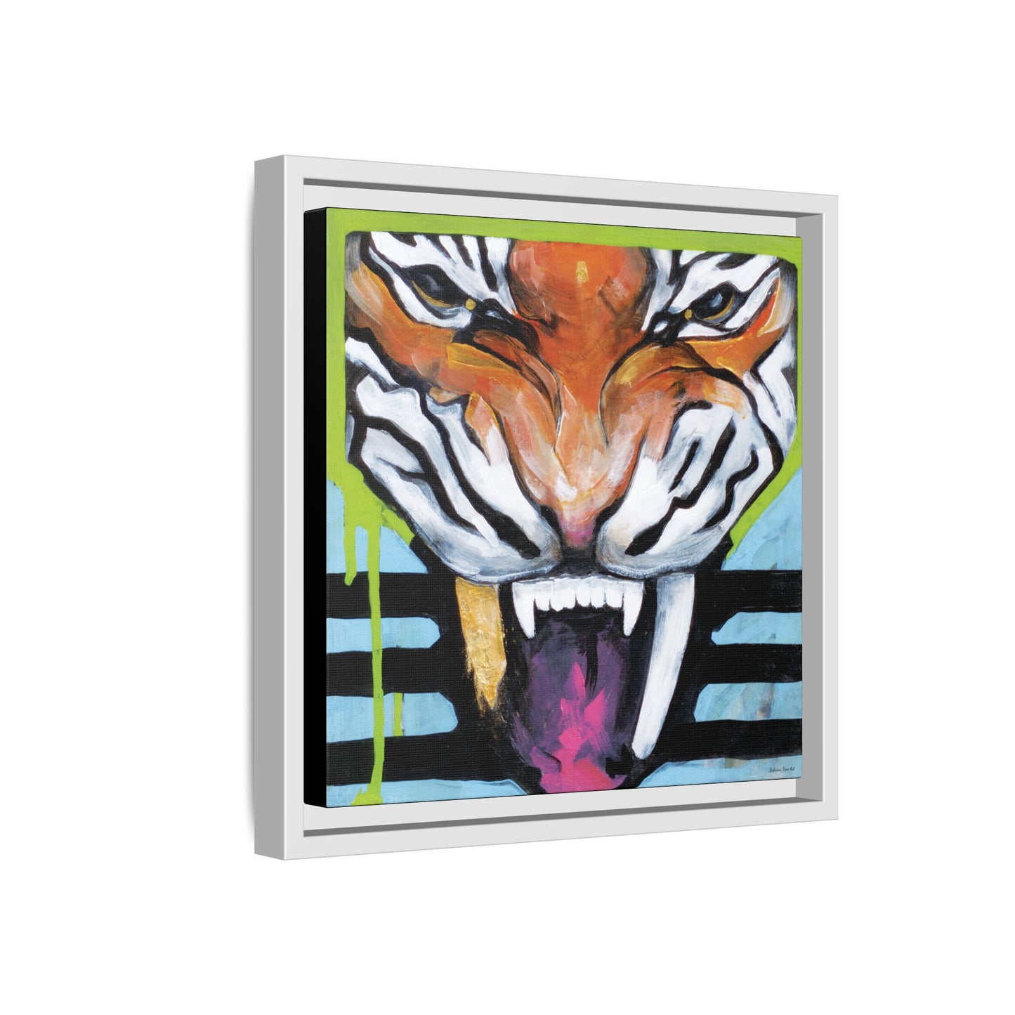 "Tiger Fang" Framed Canvas Fine Art Reproduction by Zabrina Fine Art