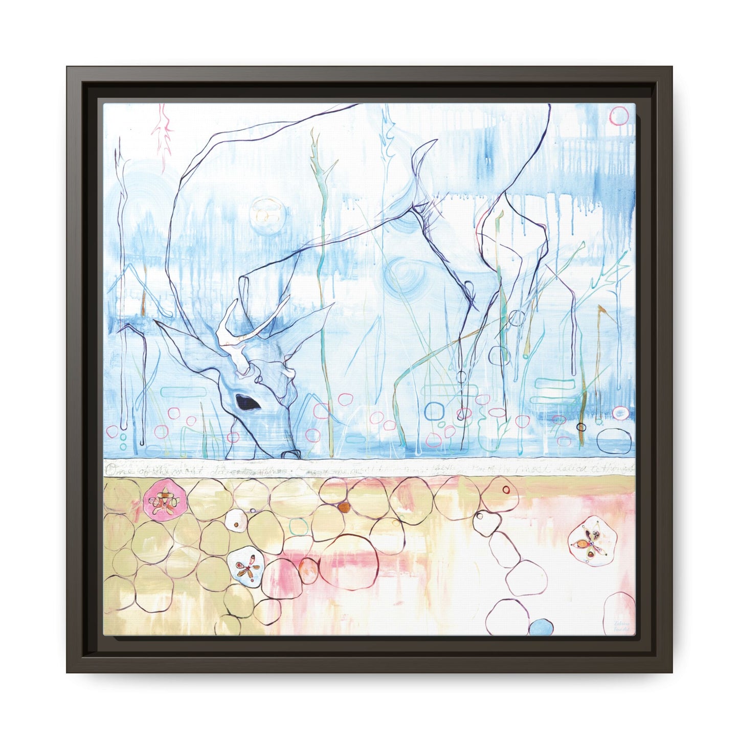 "One Antler Deer" Framed Canvas Fine Art Reproduction by Zabrina Fine Art