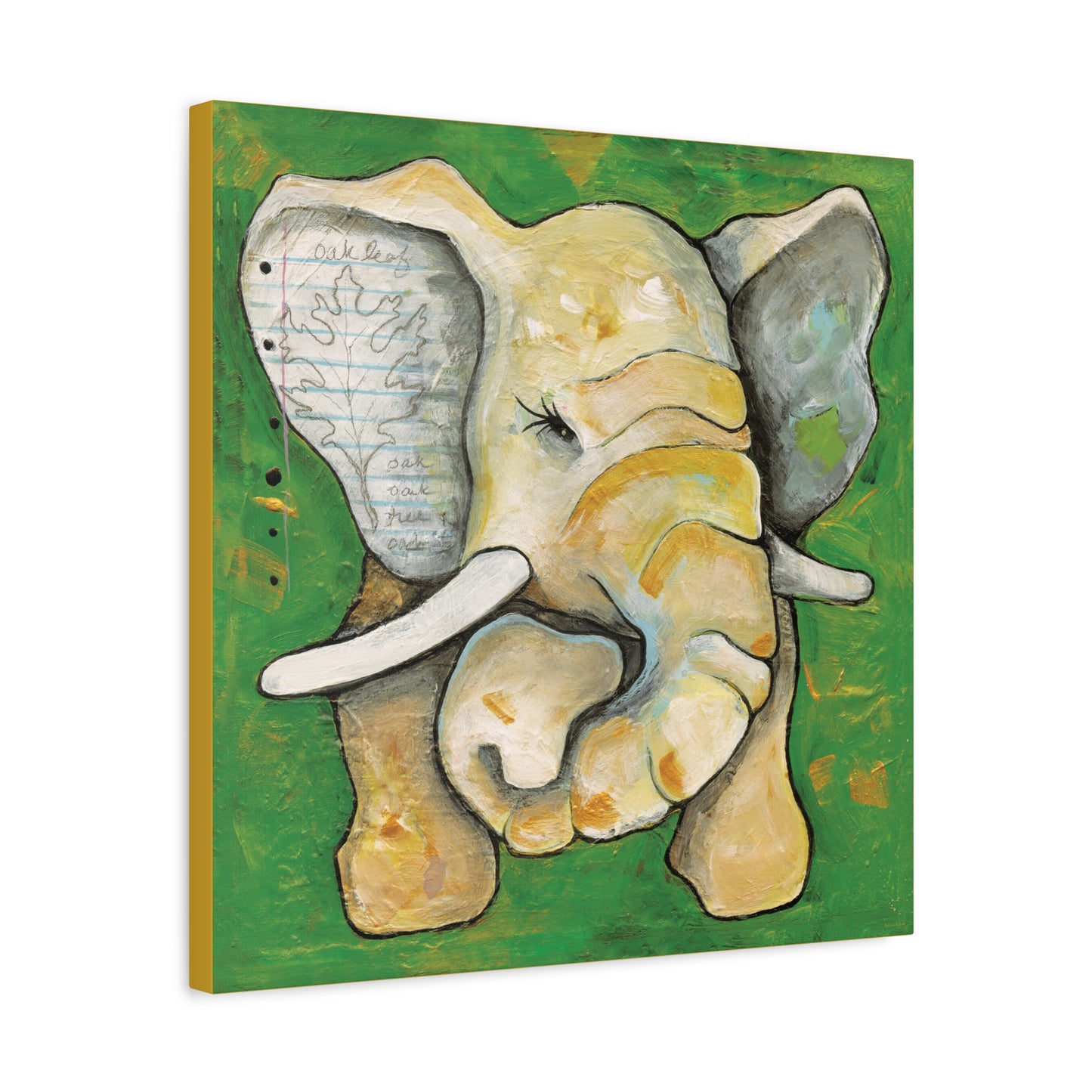 "Oak Leaf Elephant" Unframed Canvas Yellow Edge Reproduction by Zabrina Fine Art