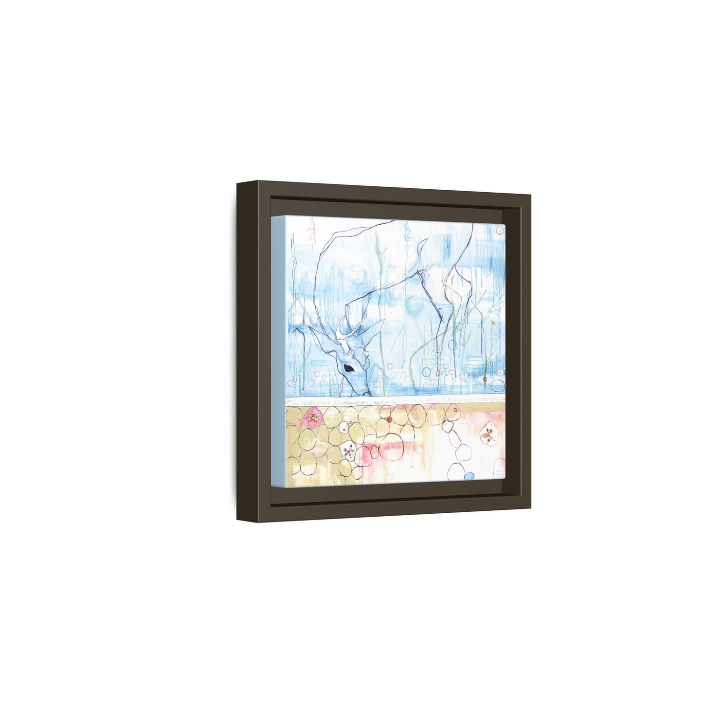 "One Antler Deer" Framed Canvas Fine Art Reproduction by Zabrina Fine Art