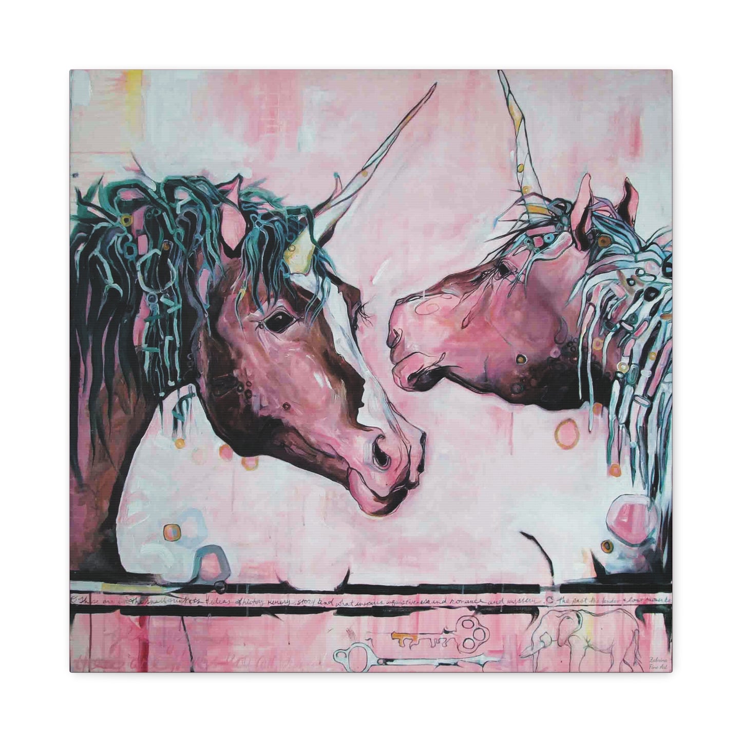 "Unicorns Are Real" Unframed Canvas Pink Edge Reproduction by Zabrina Fine Art