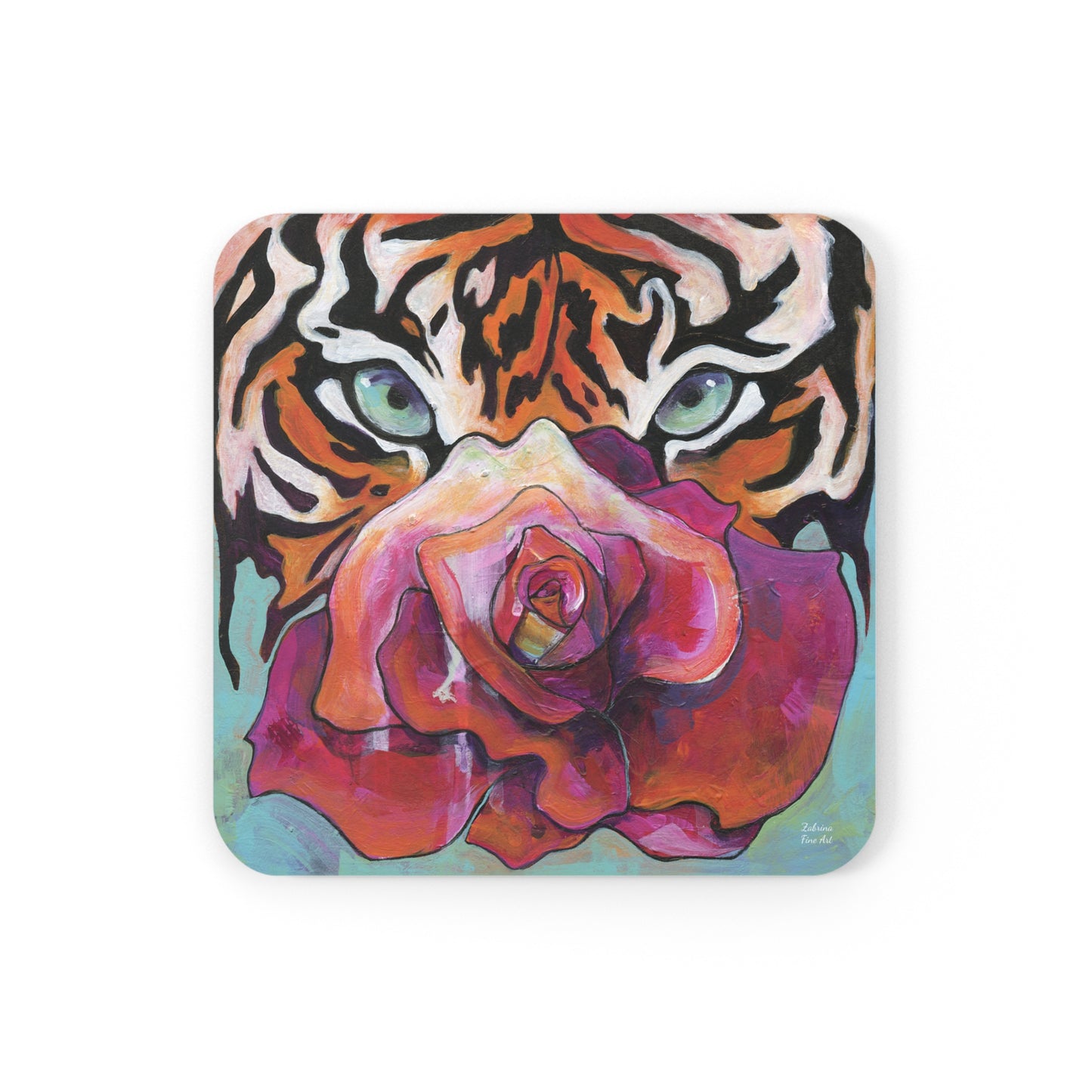 "Tiger Rose" Coaster Set by Zabrina Fine Art