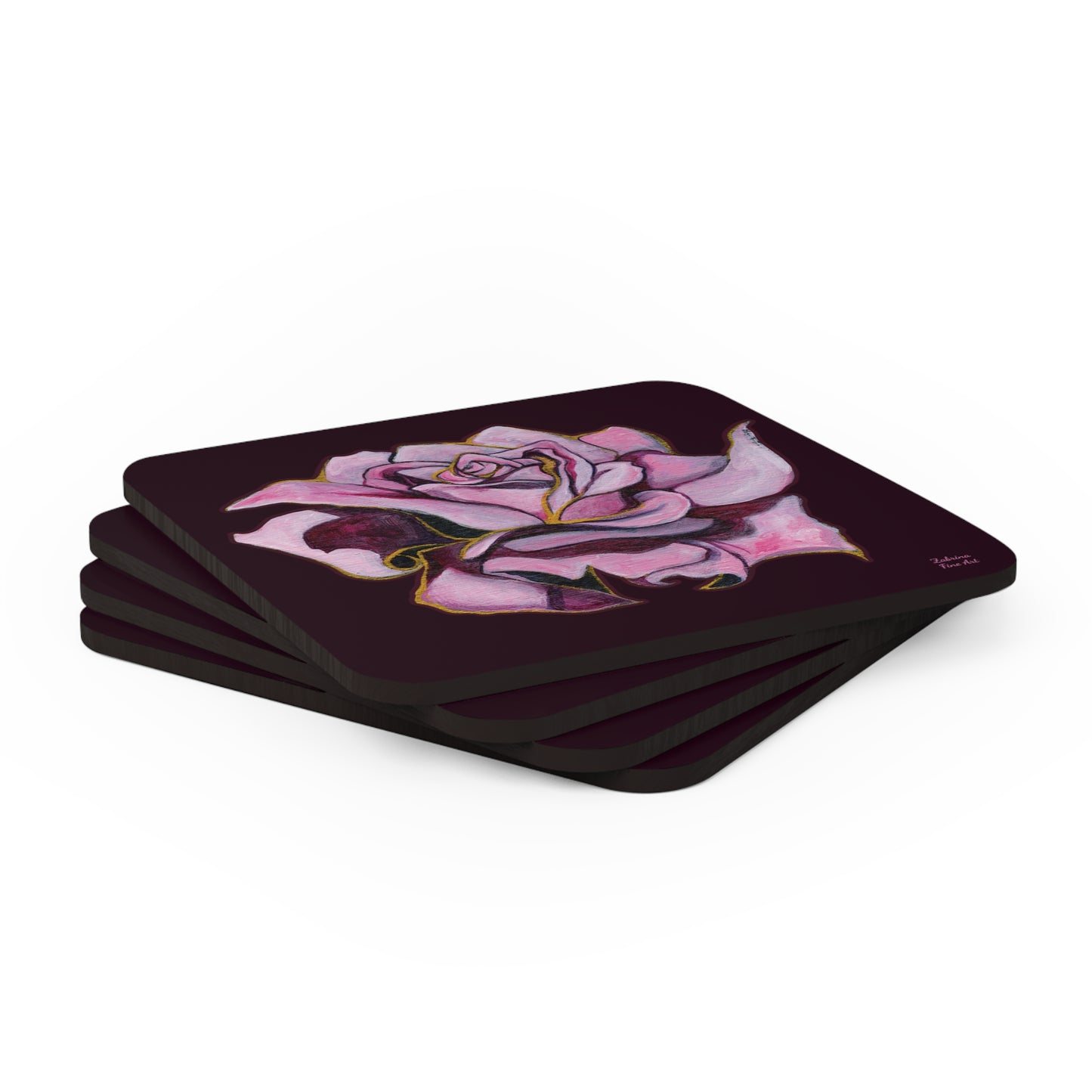 "Gilded Rose" Coaster Set by Zabrina Fine Art