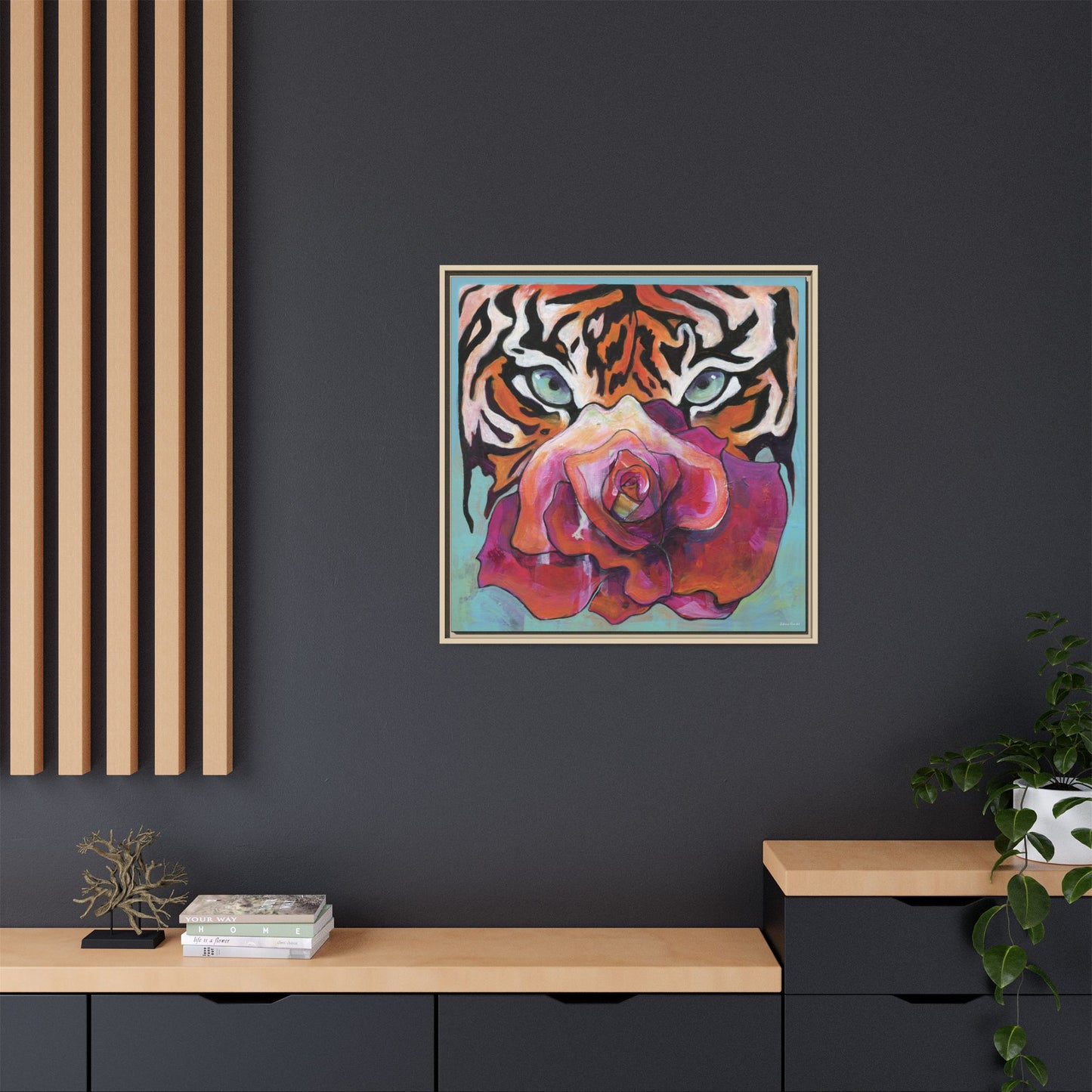 "Tiger Rose" Framed Canvas Fine Art Reproduction by Zabrina Fine Art