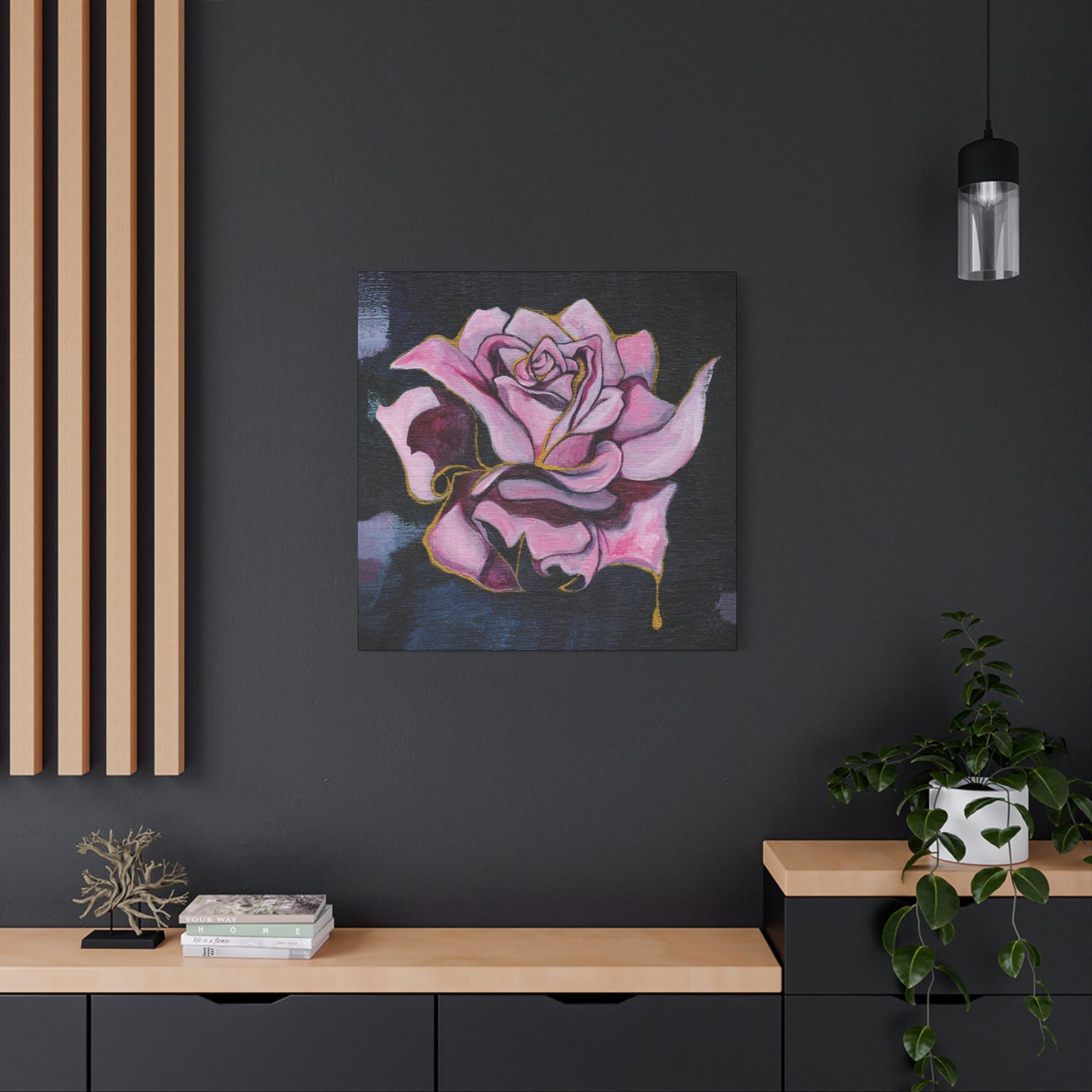 "Gilded Rose" Unframed Canvas Black Edge Reproduction by Zabrina Fine Art