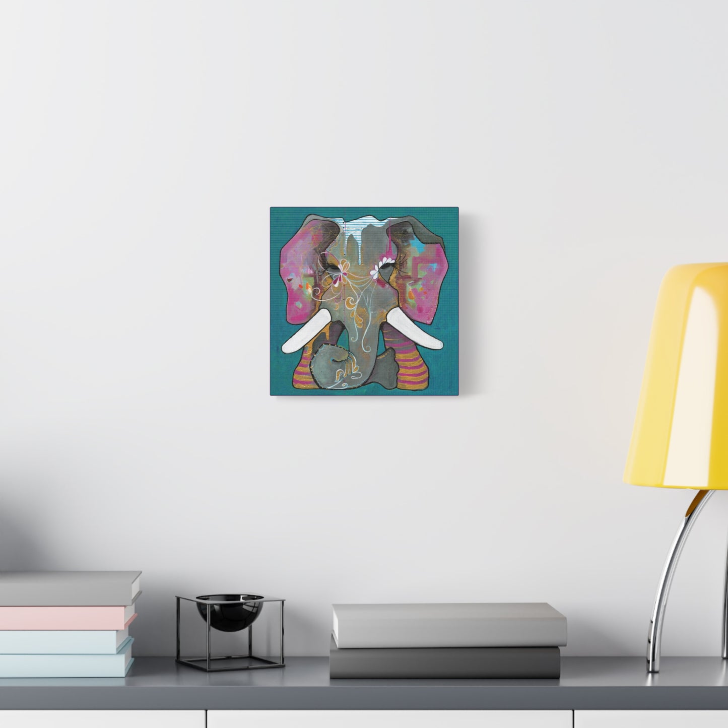 "Romeo Elephant" Unframed Canvas Hot Pink Edge Reproduction by Zabrina Fine Art