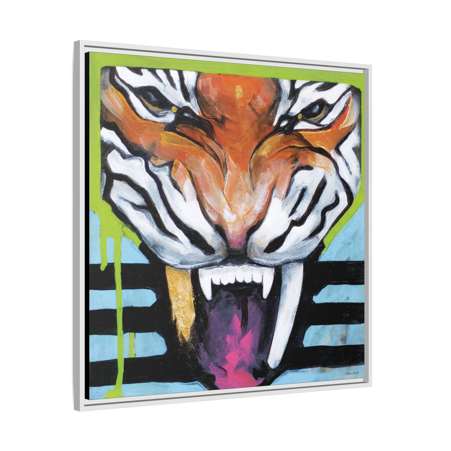 "Tiger Fang" Framed Canvas Fine Art Reproduction by Zabrina Fine Art
