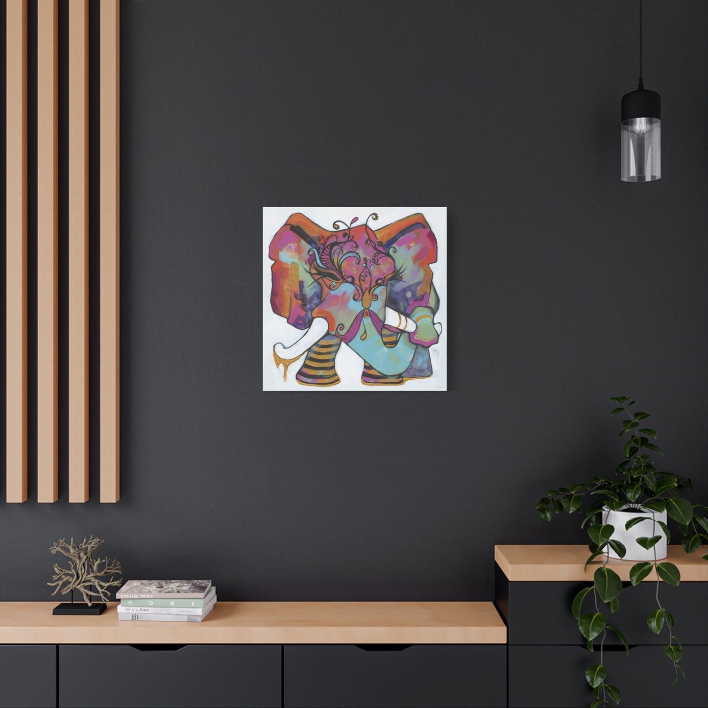 "Masquerade Elephant" Unframed Canvas Black Edge Reproduction by Zabrina Fine Art