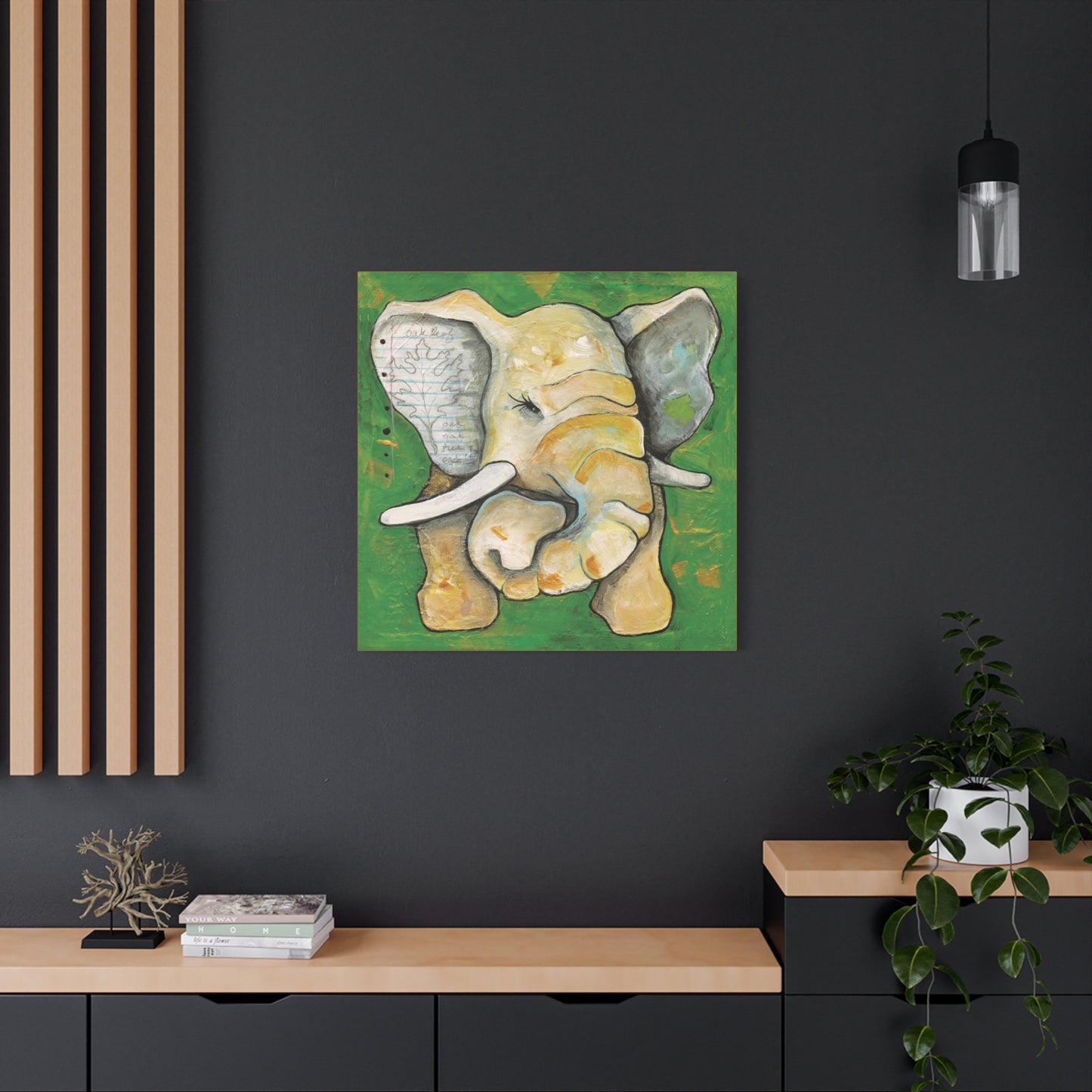 "Oak Leaf Elephant" Unframed Canvas Yellow Edge Reproduction by Zabrina Fine Art