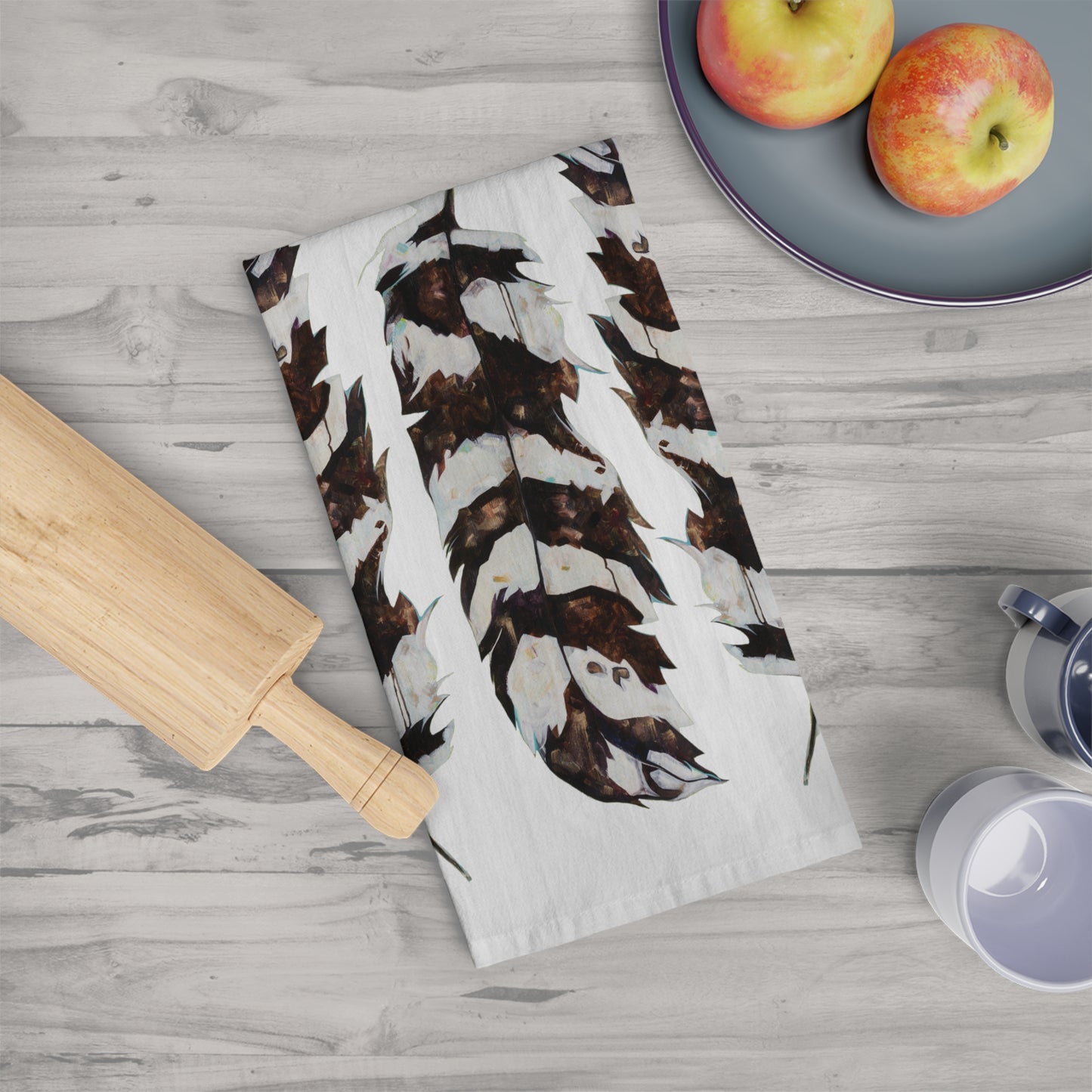 Feather Trio Tea Towel — Rustic Boho Kitchen Decor